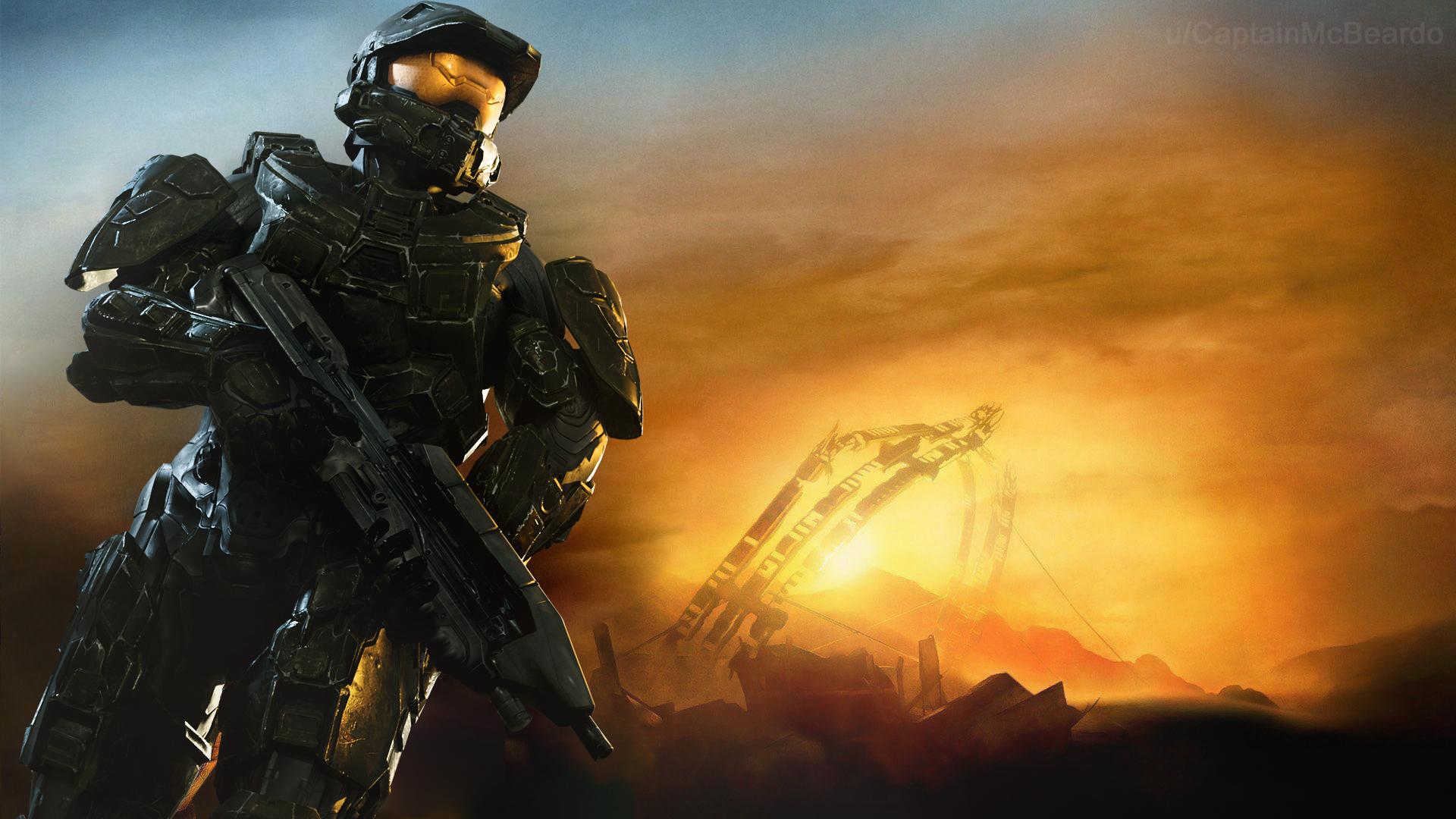 1920 x 1080 · png - Halo 3 cover art wallpaper edit using my Halo 5 Master Chief render ...