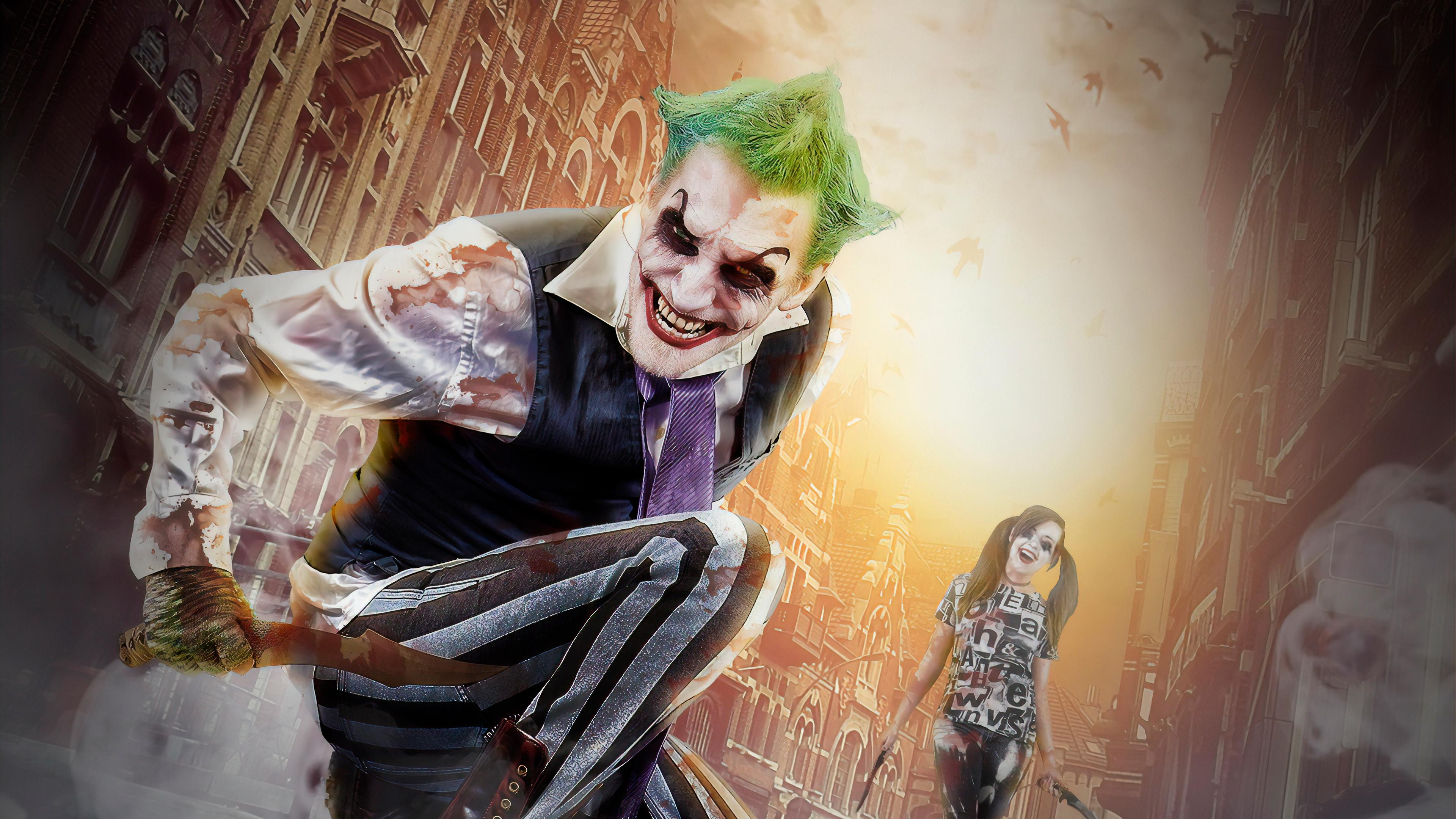 3840 x 2160 · jpeg - Joker And Harley Cosplay Digital Art 4k, HD Superheroes, 4k Wallpapers ...