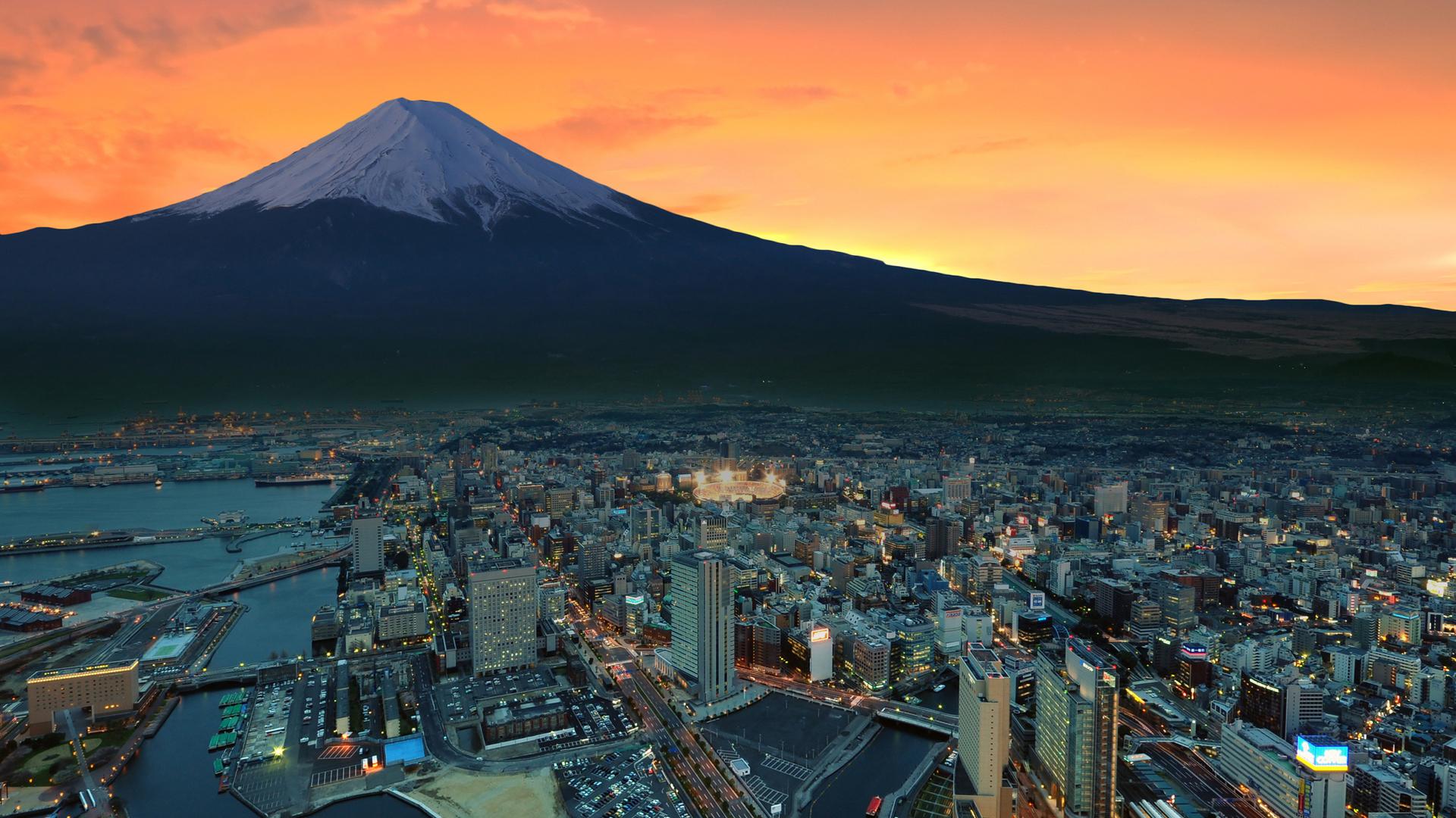 1920 x 1080 · jpeg - 1920x1080 Mount Fuji Snowy Peak Japan Sunset City Laptop Full HD 1080P ...
