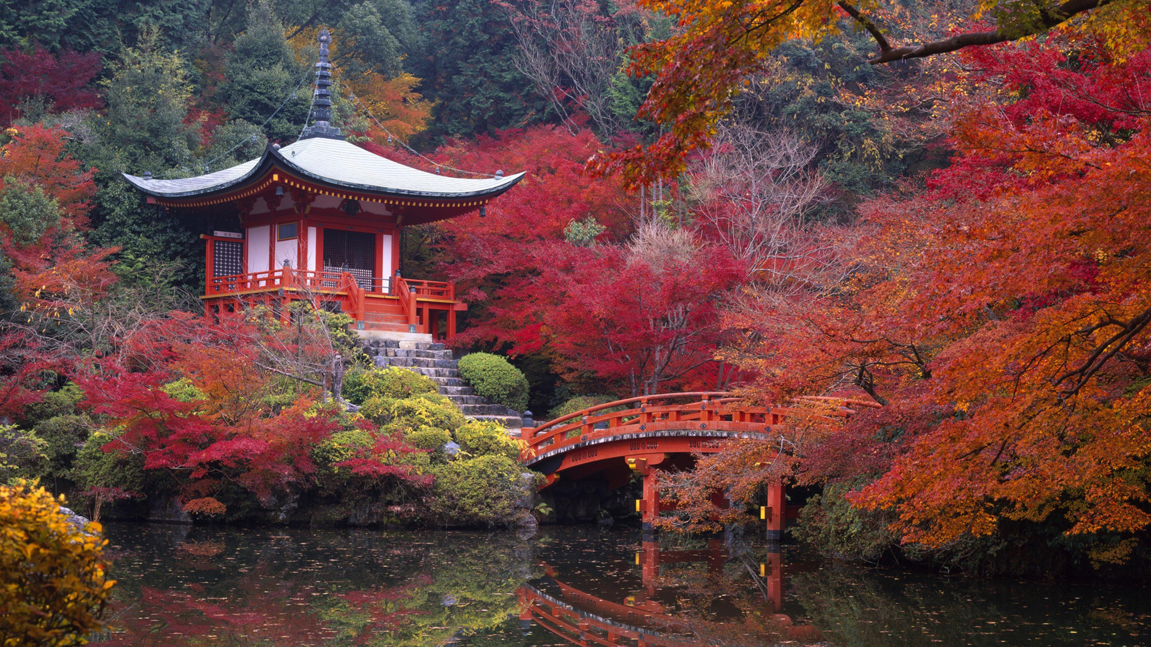 3840 x 2160 · jpeg - Japanese House and Garden autumn Wallpaper Download 3840x2160
