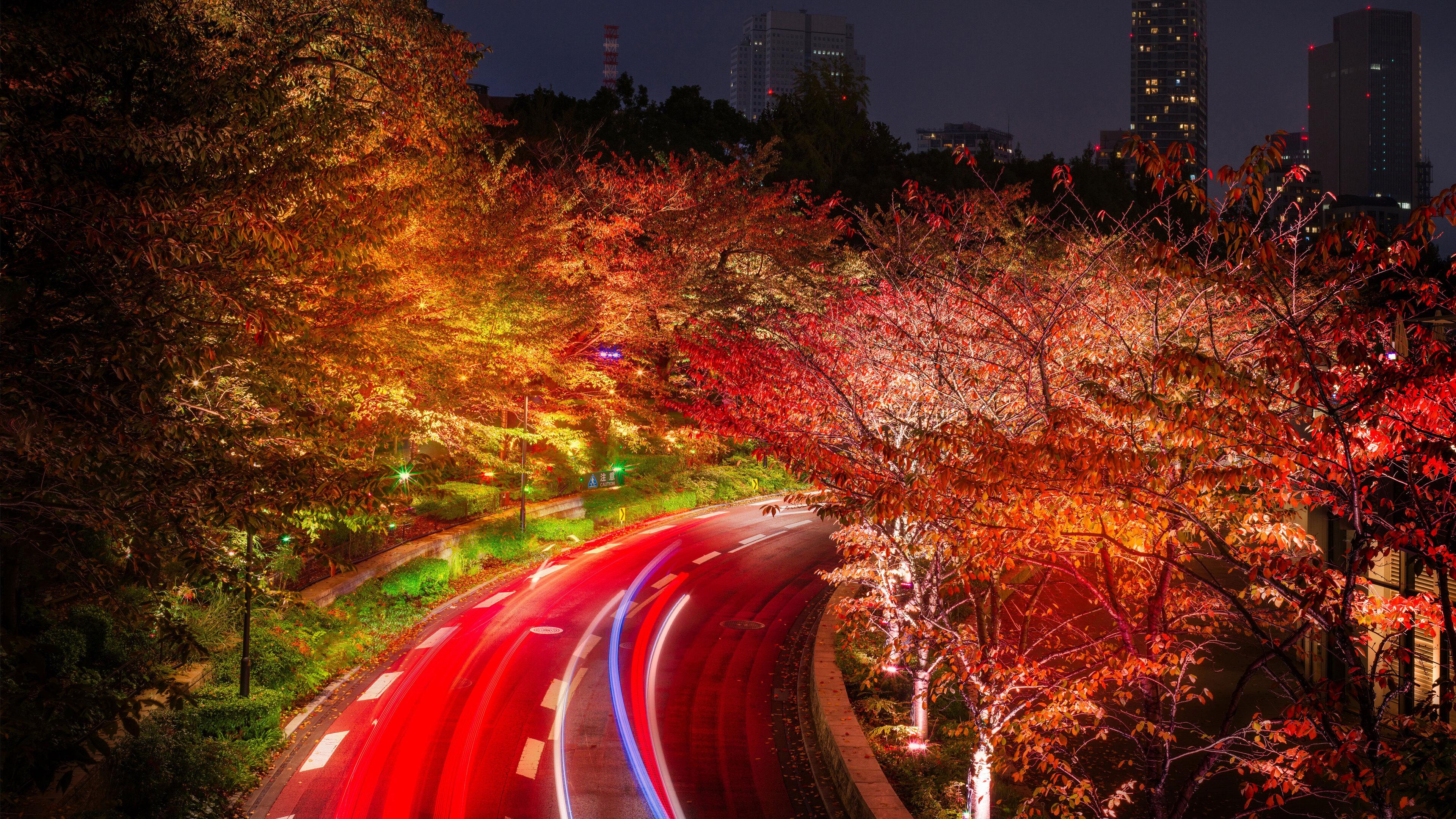 3840 x 2160 · jpeg - 3840x2160 Japan Tokyo Roads Autumn Trees Night 4k HD 4k Wallpapers ...