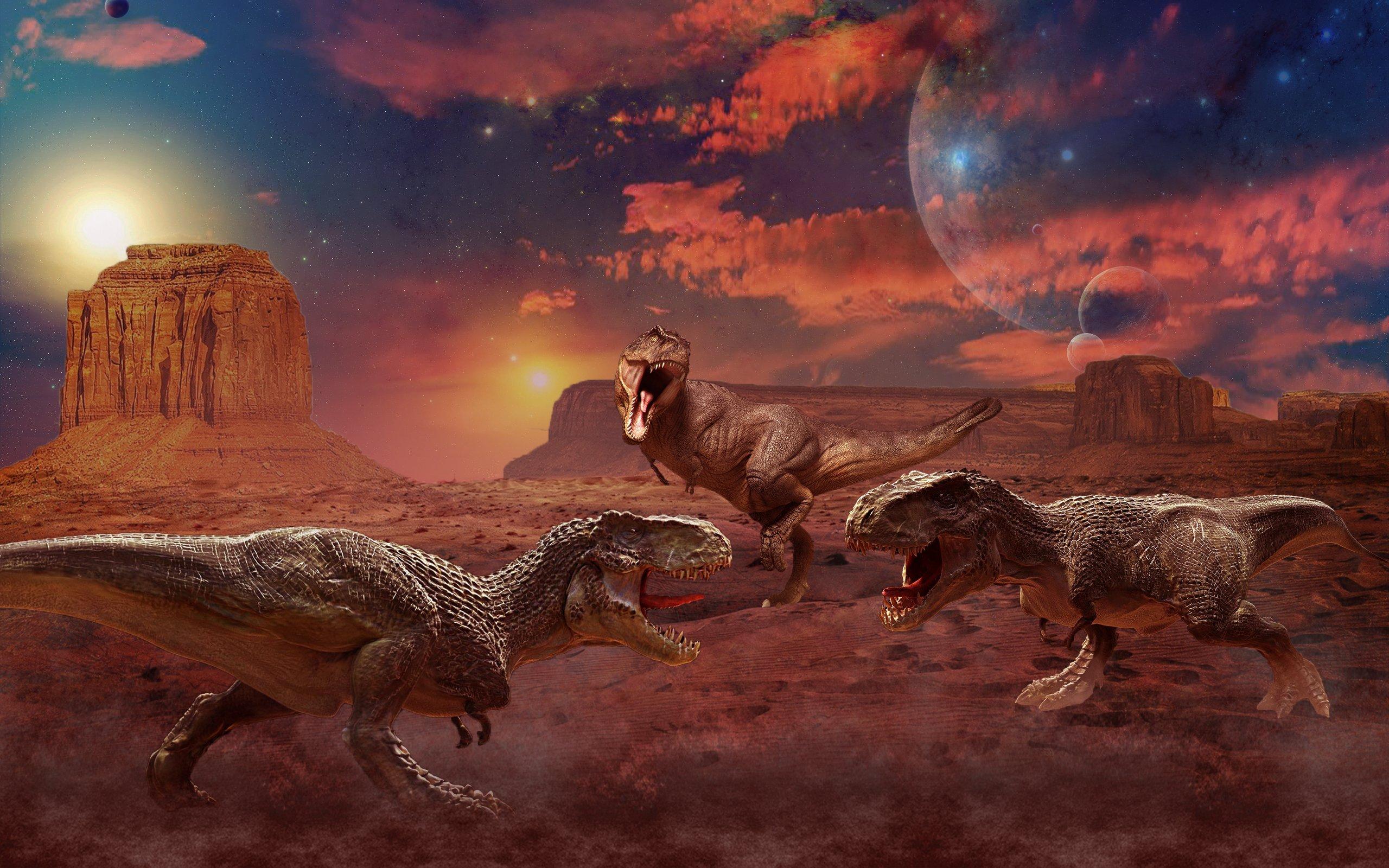 2560 x 1600 · jpeg - Ancient animals Dinosaur Painting Art Three wallpaper | 2560x1600 ...