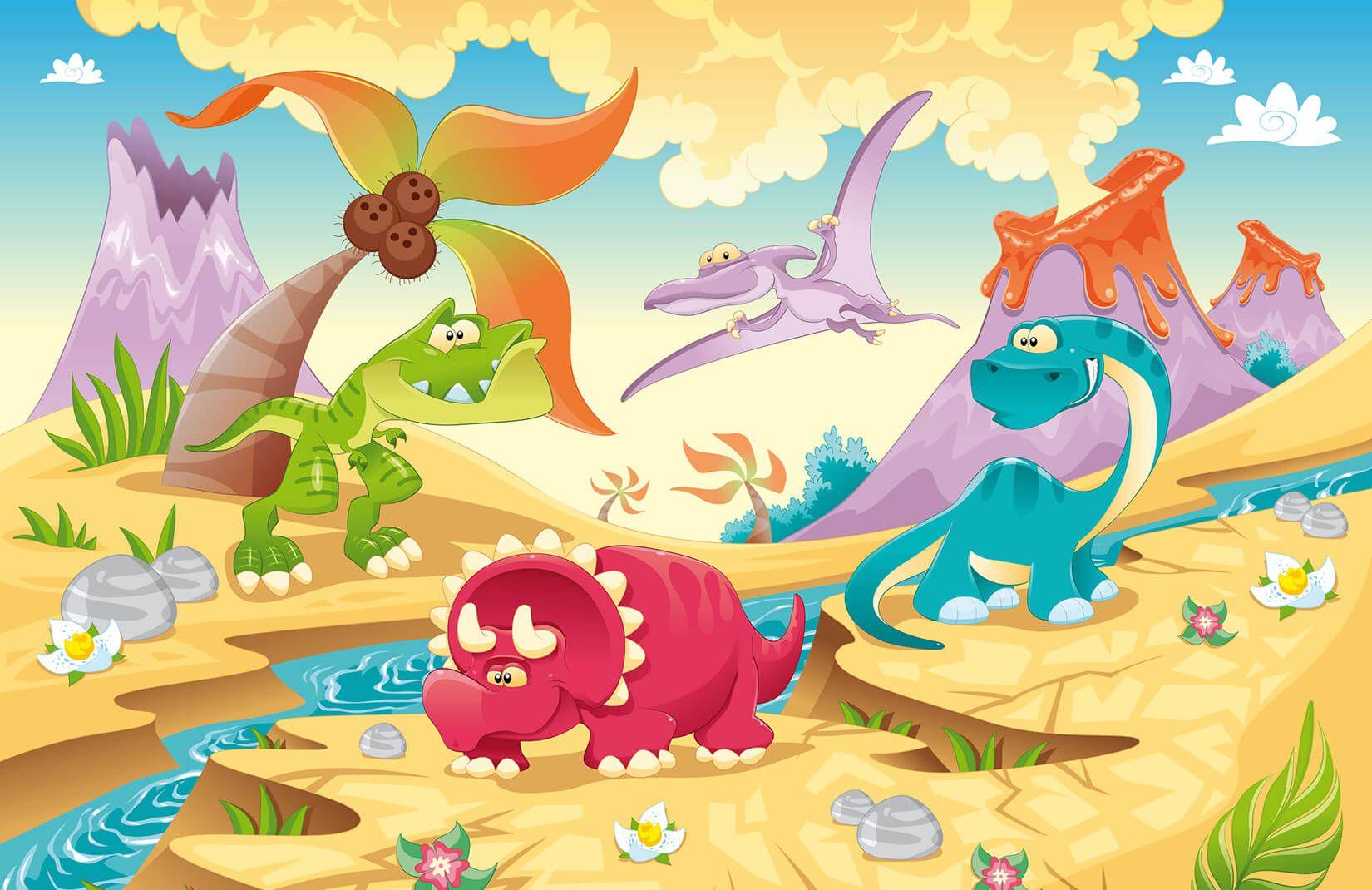 1650 x 1070 · jpeg - Our Dinosaur Childrens Wallpaper Mural is a beautifully colourful image ...