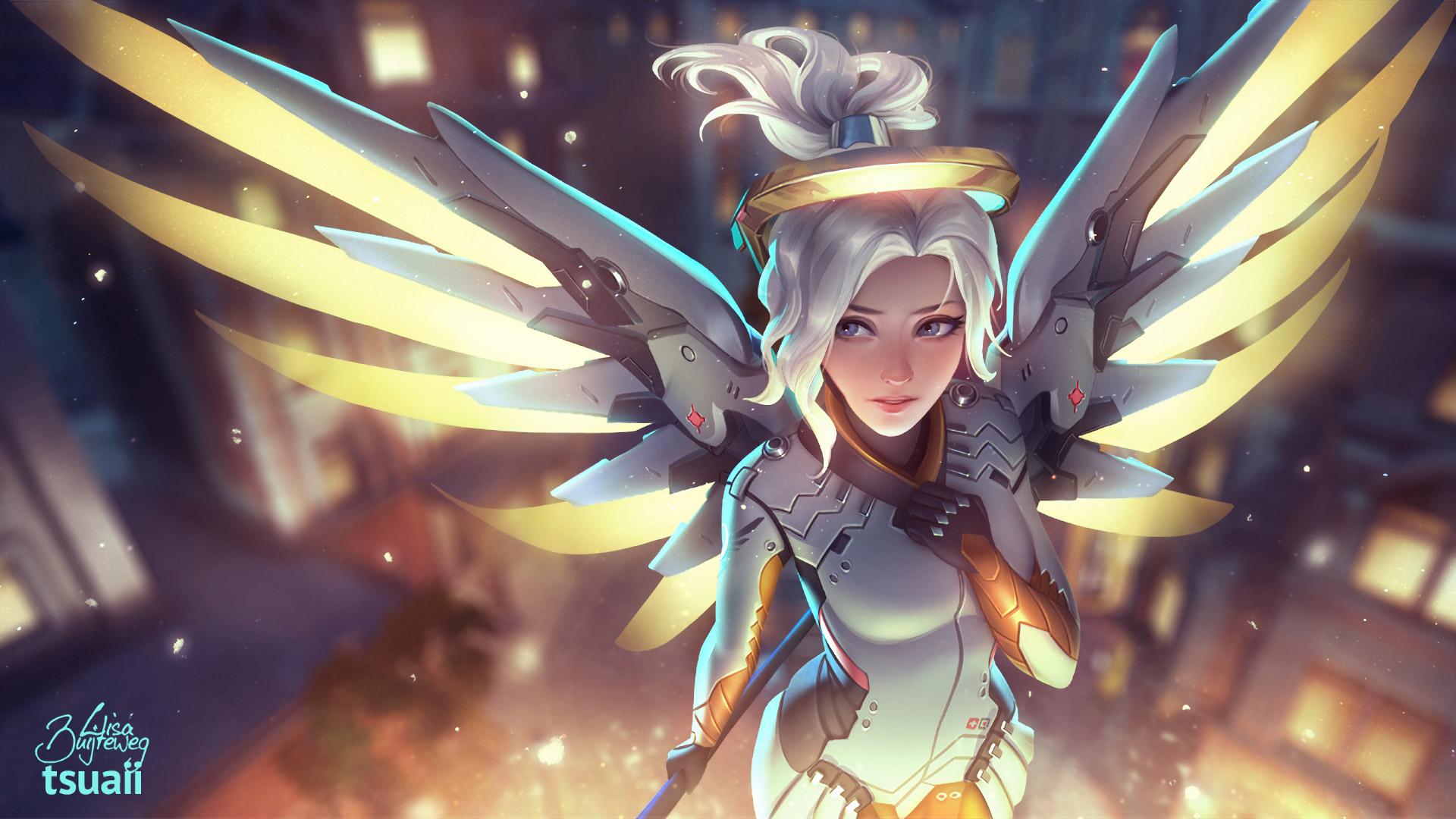 1920 x 1080 · jpeg - Mercy Overwatch Artwork, HD Games, 4k Wallpapers, Images, Backgrounds ...