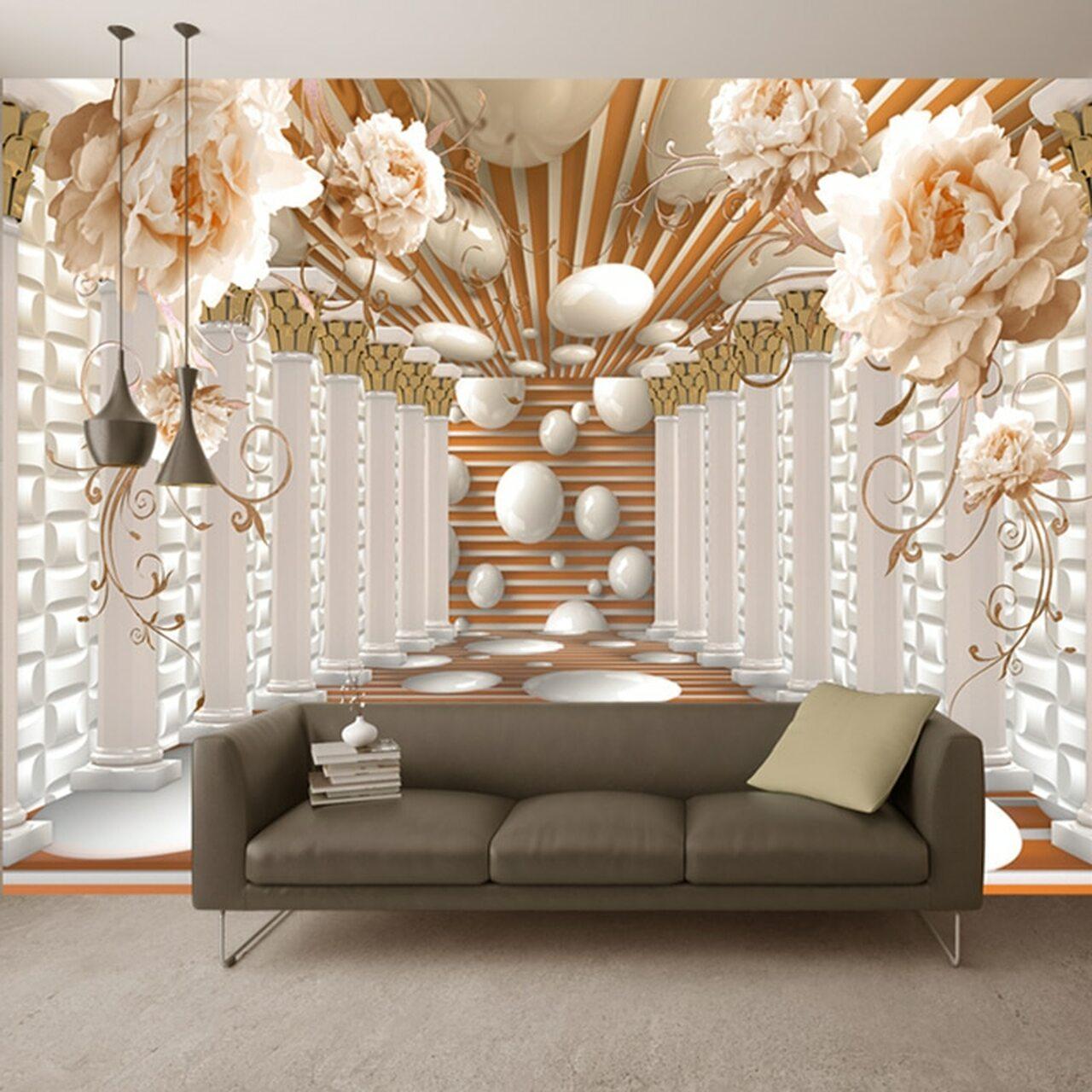 1280 x 1280 · jpeg - 3D Wallpaper Modern Abstract Art Rome Column Flower Photo Wall Murals ...