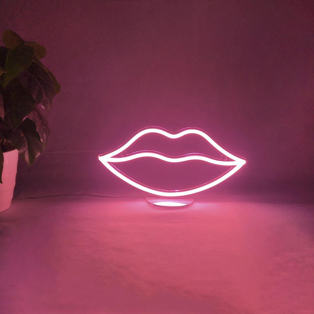 1080 x 1080 · jpeg - Pink Lips Kiss Me Love LED Neon Sign