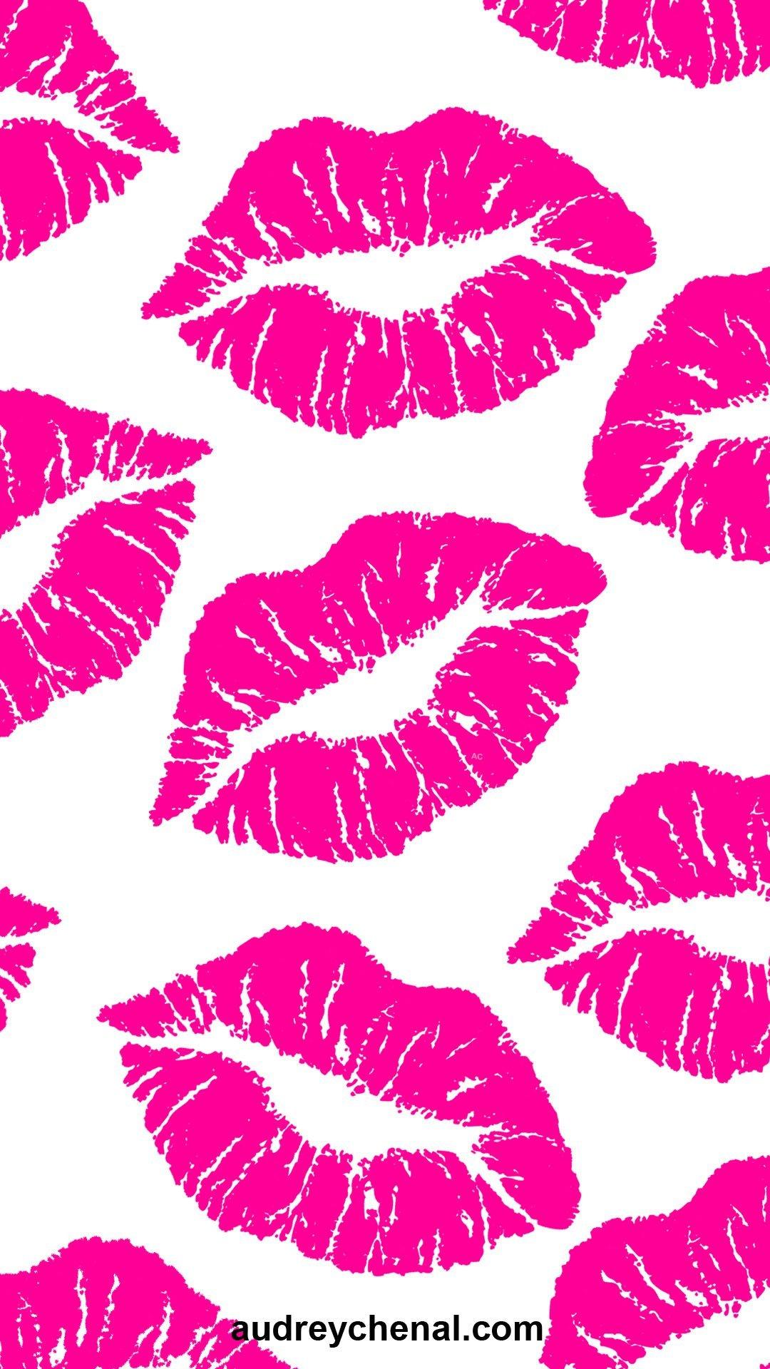 1080 x 1920 · jpeg - wallpaper neon pink lips kisses pattern by Audrey Chenal - Audrey Chenal