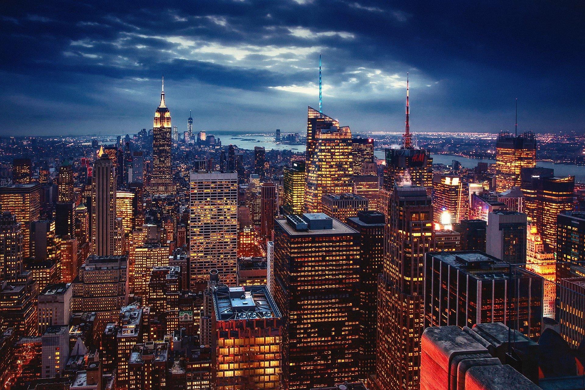 1920 x 1280 · jpeg - building, Lights, USA, Night, Evening, New York City Wallpapers HD ...