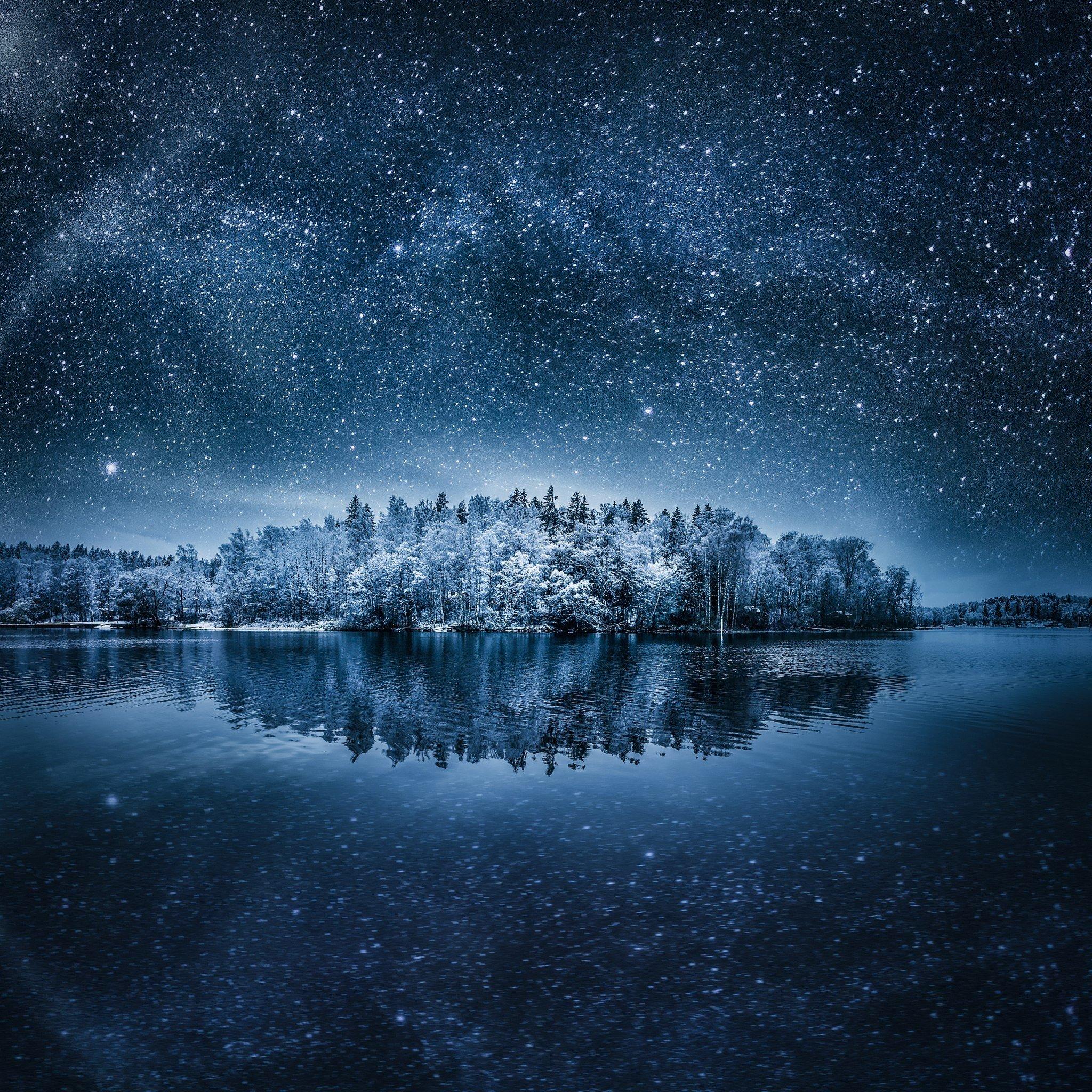 2048 x 2048 · jpeg - night, Landscape, Winter, Stars, Nature HD Wallpapers / Desktop and ...