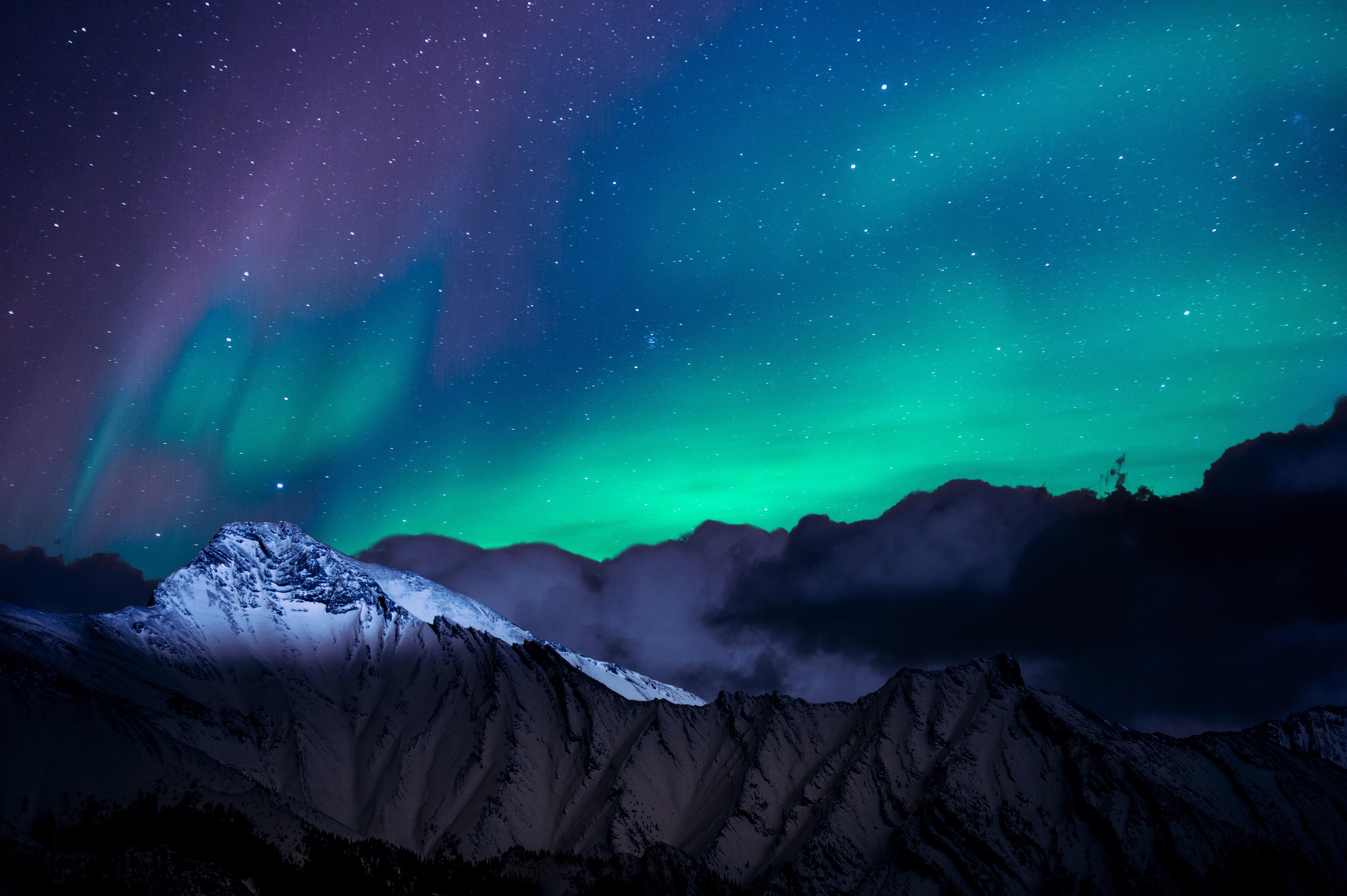 4256 x 2832 · jpeg - Northern Lights Night Sky Mountains Landscape 4k, HD Nature, 4k ...