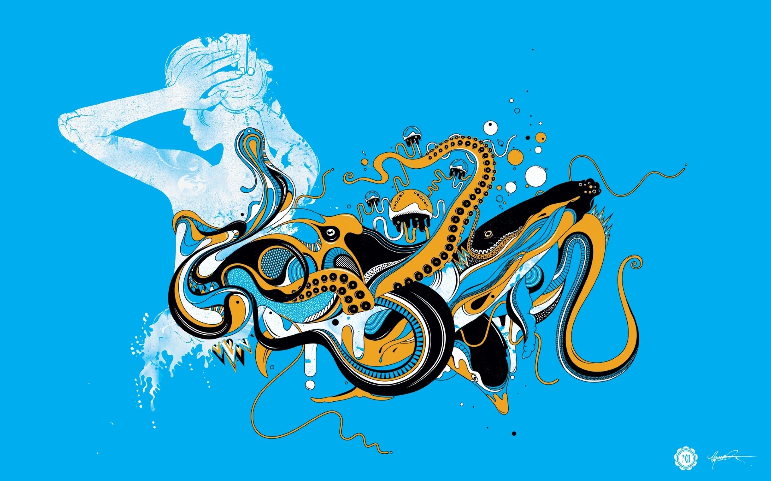 2560 x 1600 · jpeg - octopus, Sealife, Underwater, Ocean, Sea, Art, Artwork, Psychedelic ...