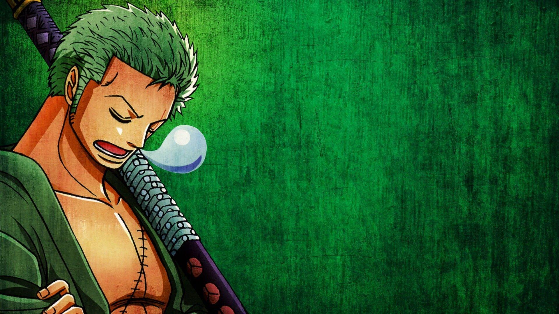 1920 x 1080 · jpeg - green haired cartoon character One Piece #bubbles Roronoa Zoro anime ...