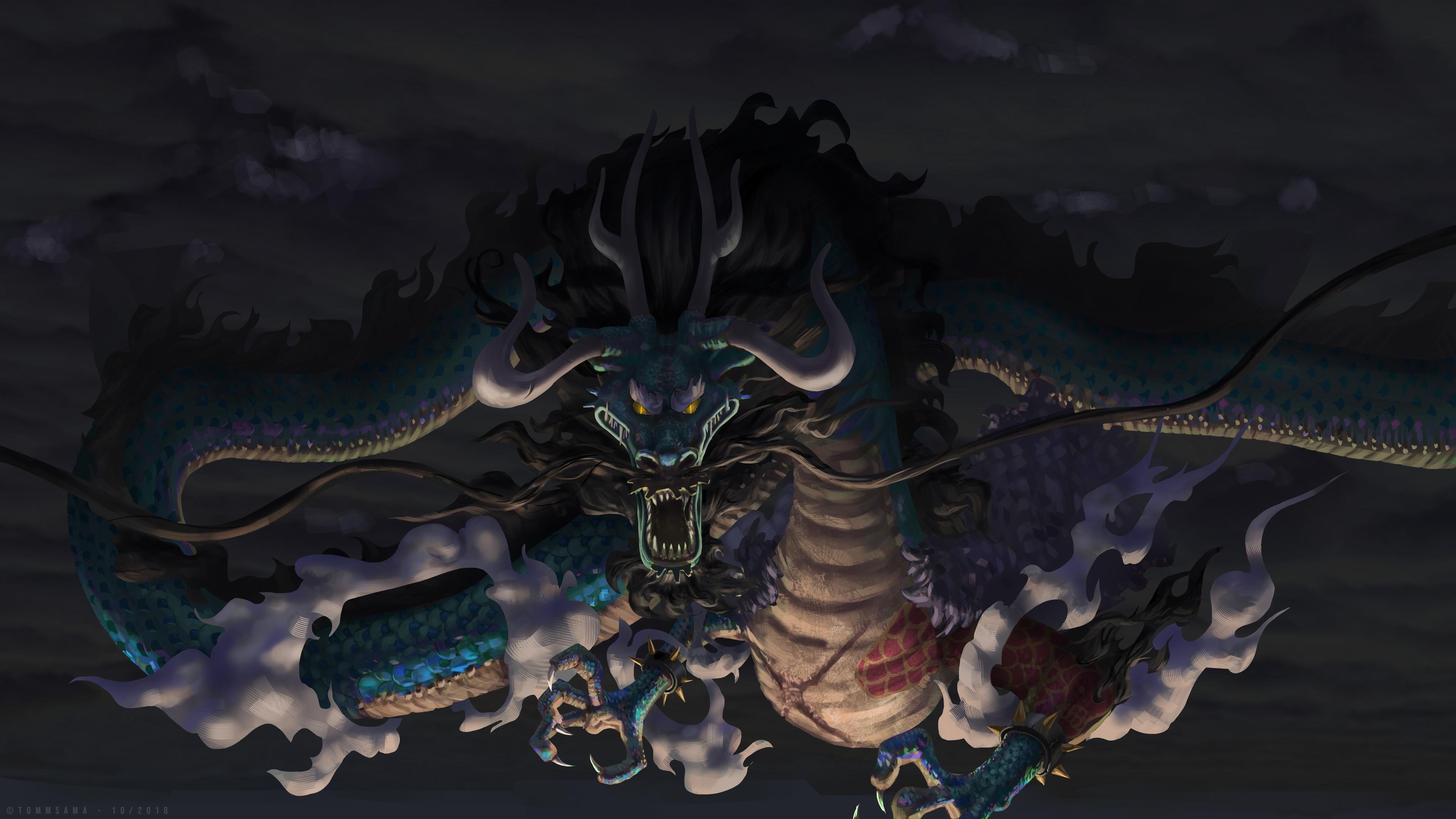 3840 x 2160 · jpeg - open mouth, Kaido, One Piece, frontal view, chinese dragon, fantasy art ...