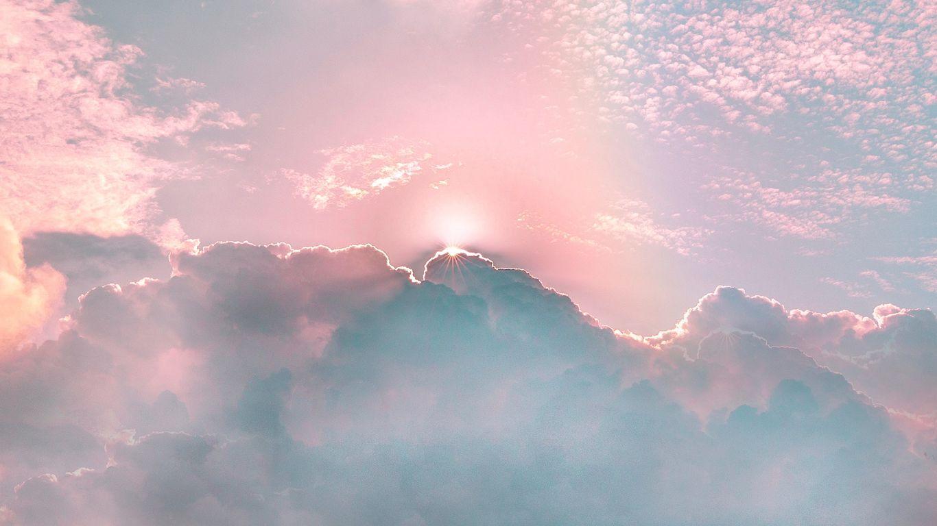 1366 x 768 · jpeg - Wallpaper Clouds, Porous, Rainbow, Sky, Shine, Rays - Pastel Clouds ...