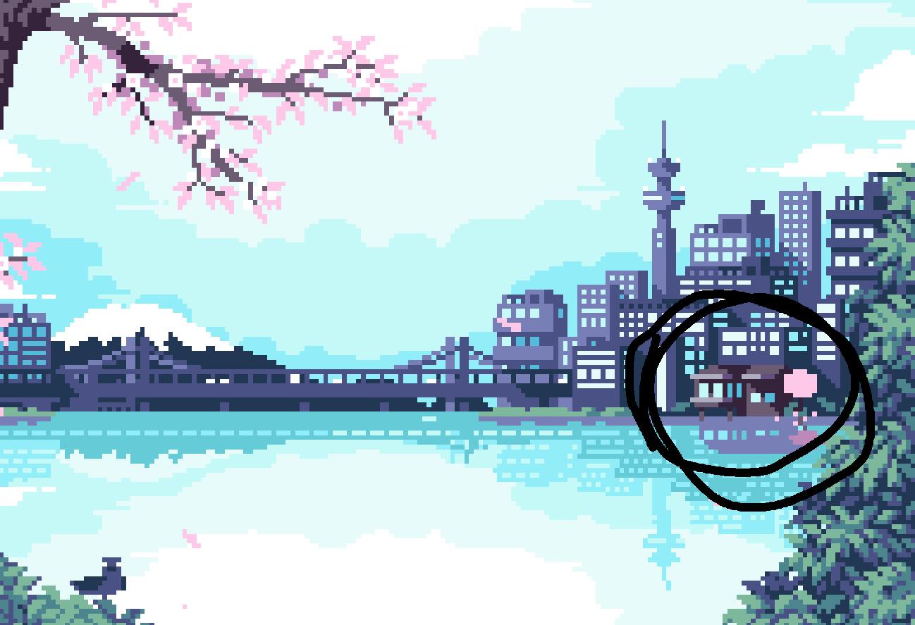 1298 x 887 · png - Scenery Japanese Pixel Art
