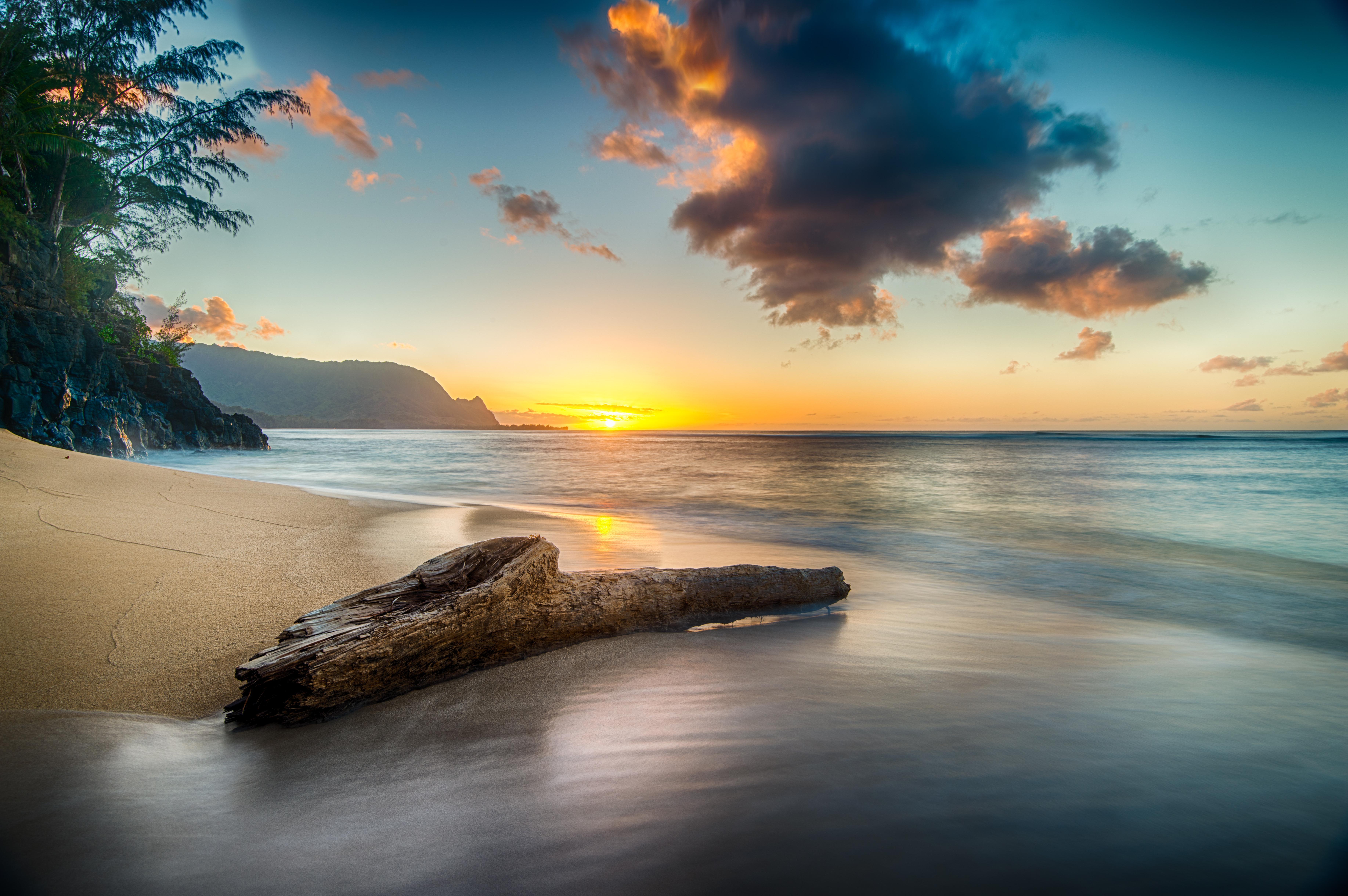 7341 x 4881 · jpeg - Playa en atardecer en la costa norte de Kauai Fondo de pantalla ID:5936