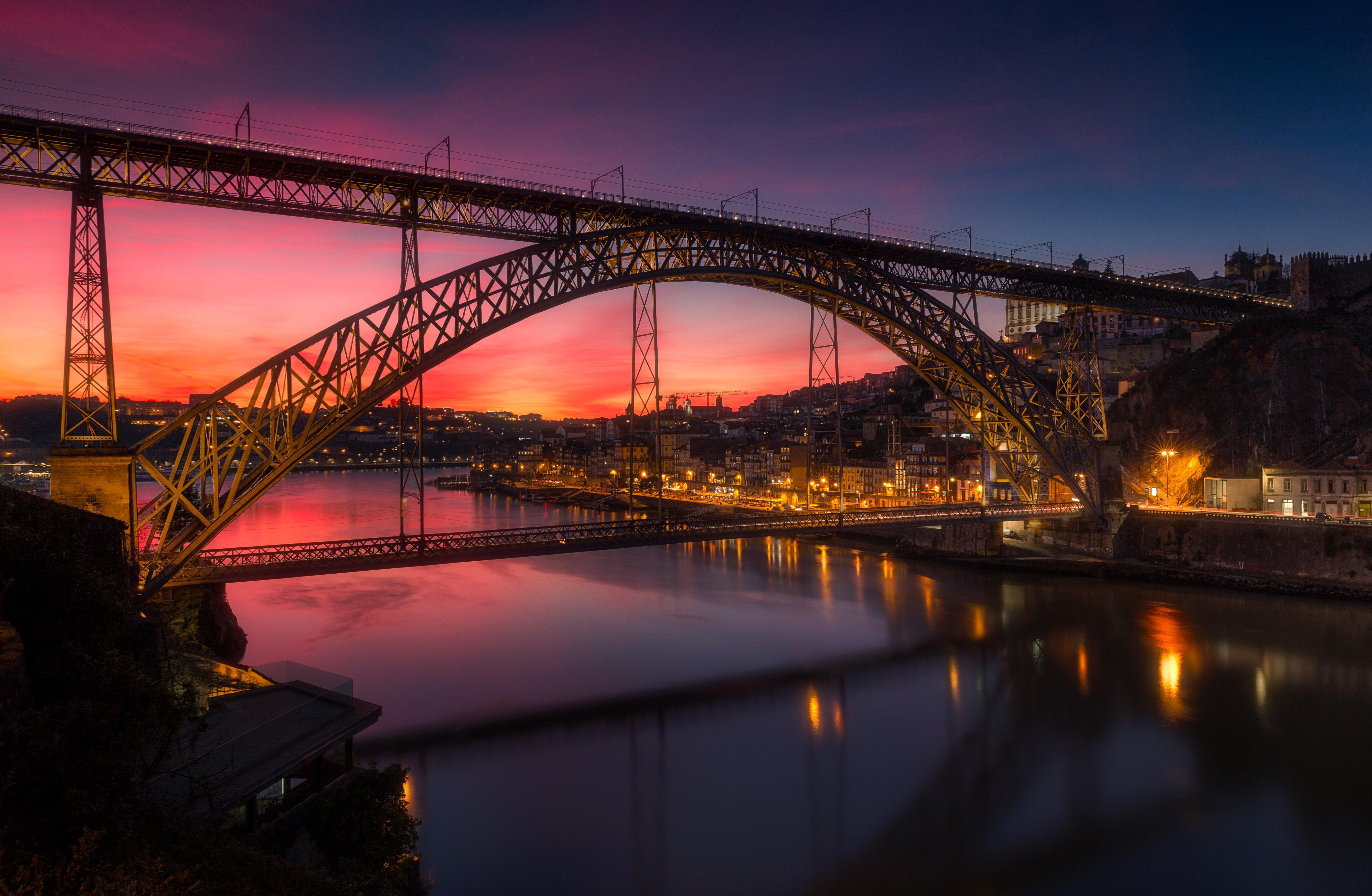 5360 x 3500 · jpeg - portugal, Houses, Rivers, Bridges, Evening, Street, Lights, Porto ...