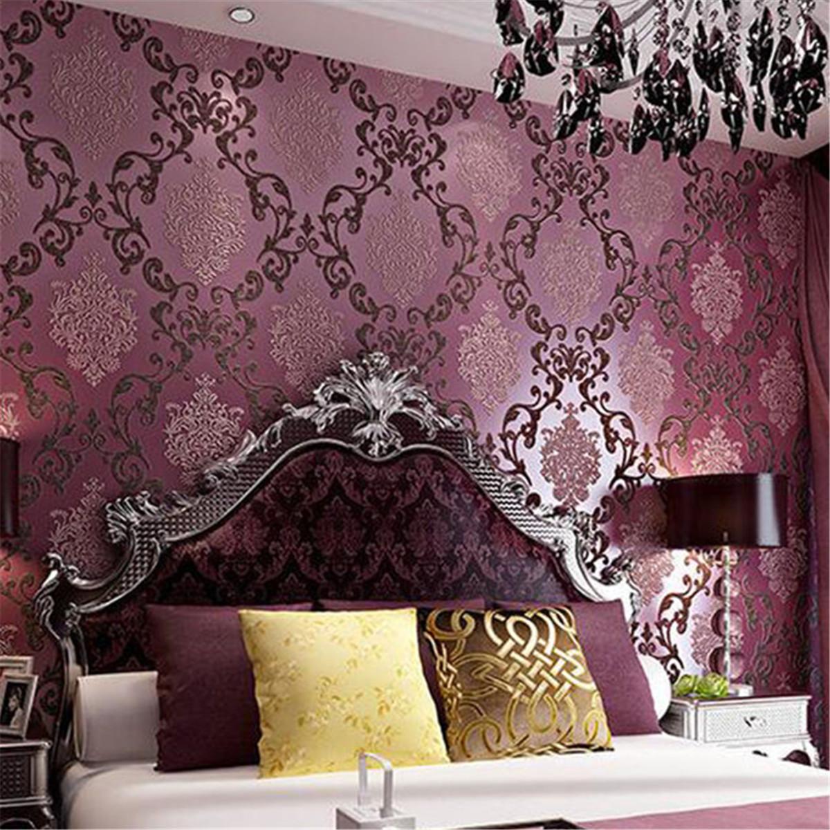 1200 x 1200 · jpeg - Modern Luxury Purple 10M 3D Damask Embossed Textured Feature Mural ...