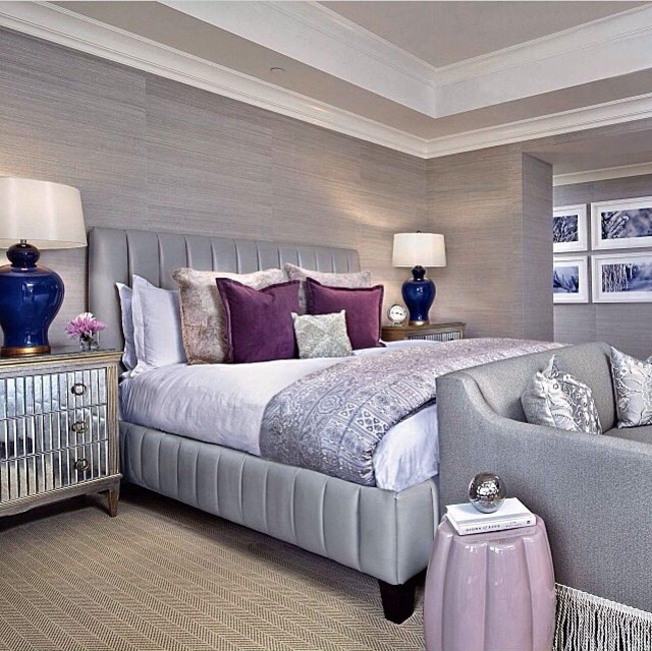 1281 x 1280 · jpeg - Wallpaper. Silver. Grey. Mirrors. Purple. | Beautiful bedrooms, Decor ...