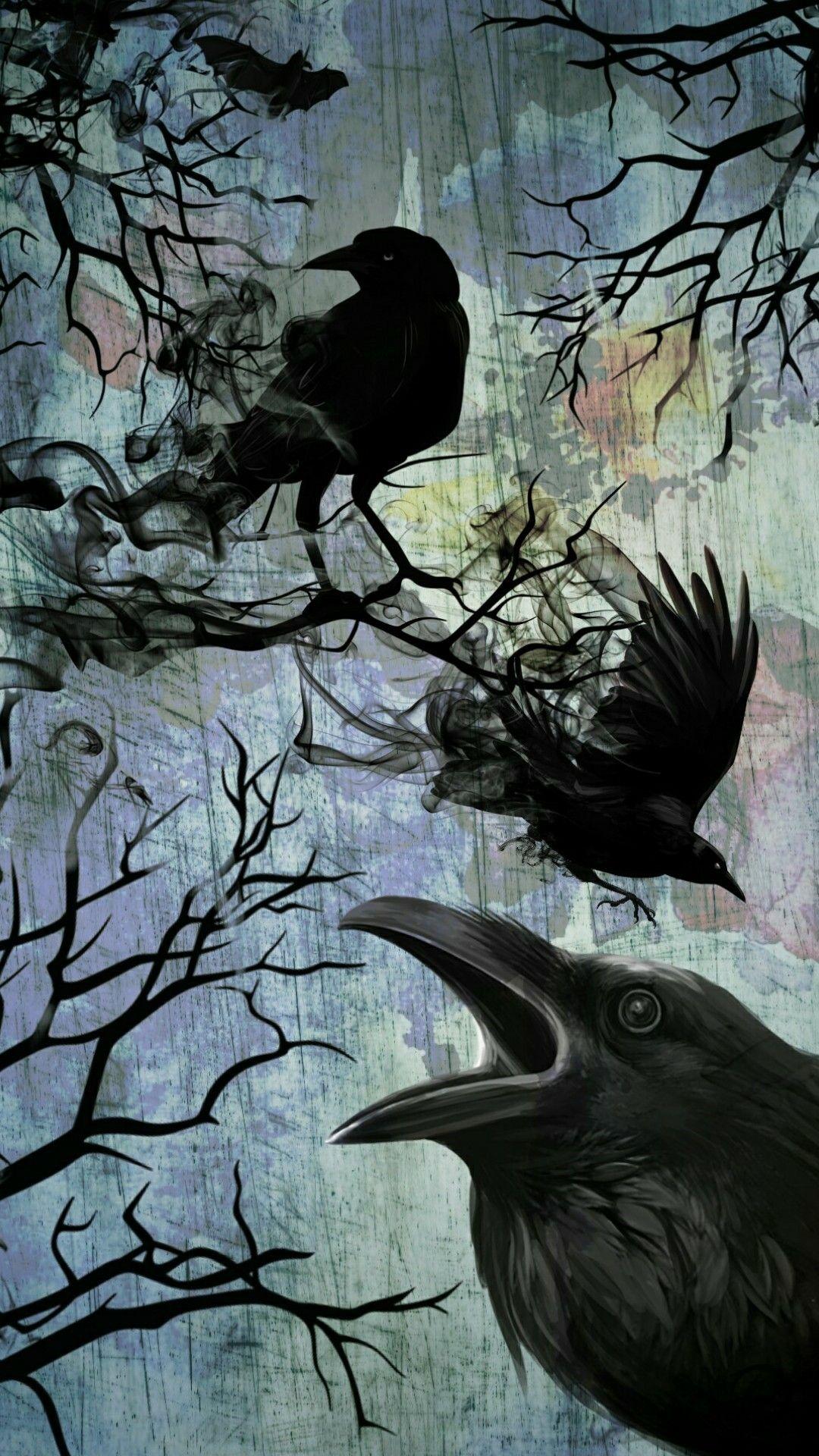 1080 x 1920 · jpeg - Pin by Carlos L. Garcia on wallpapers | Crow painting, Crow art, Raven art