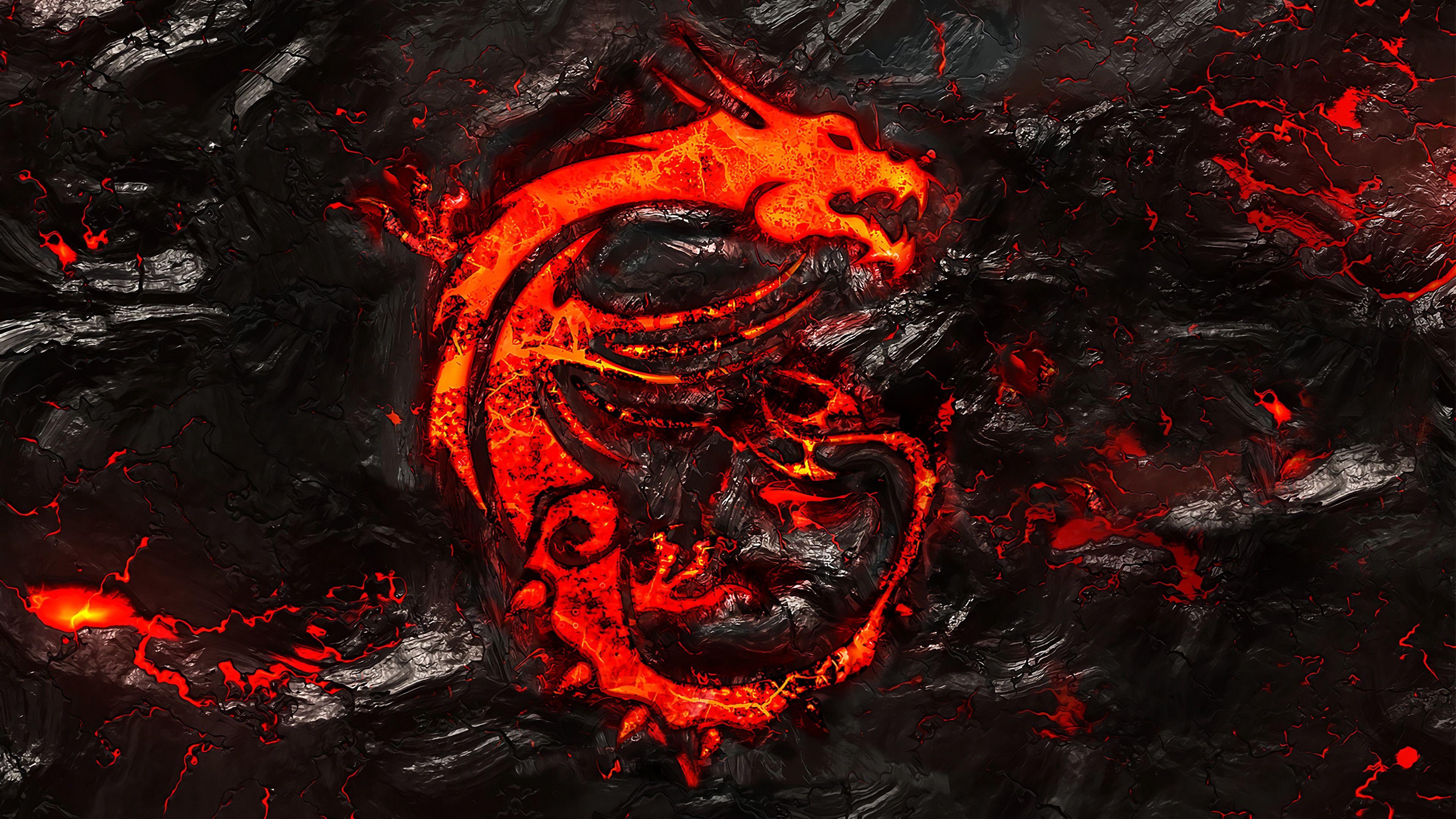 3840 x 2160 · jpeg - MSI Dragon Logo Burning Lava Background 4k wallpaper | Laptop wallpaper ...