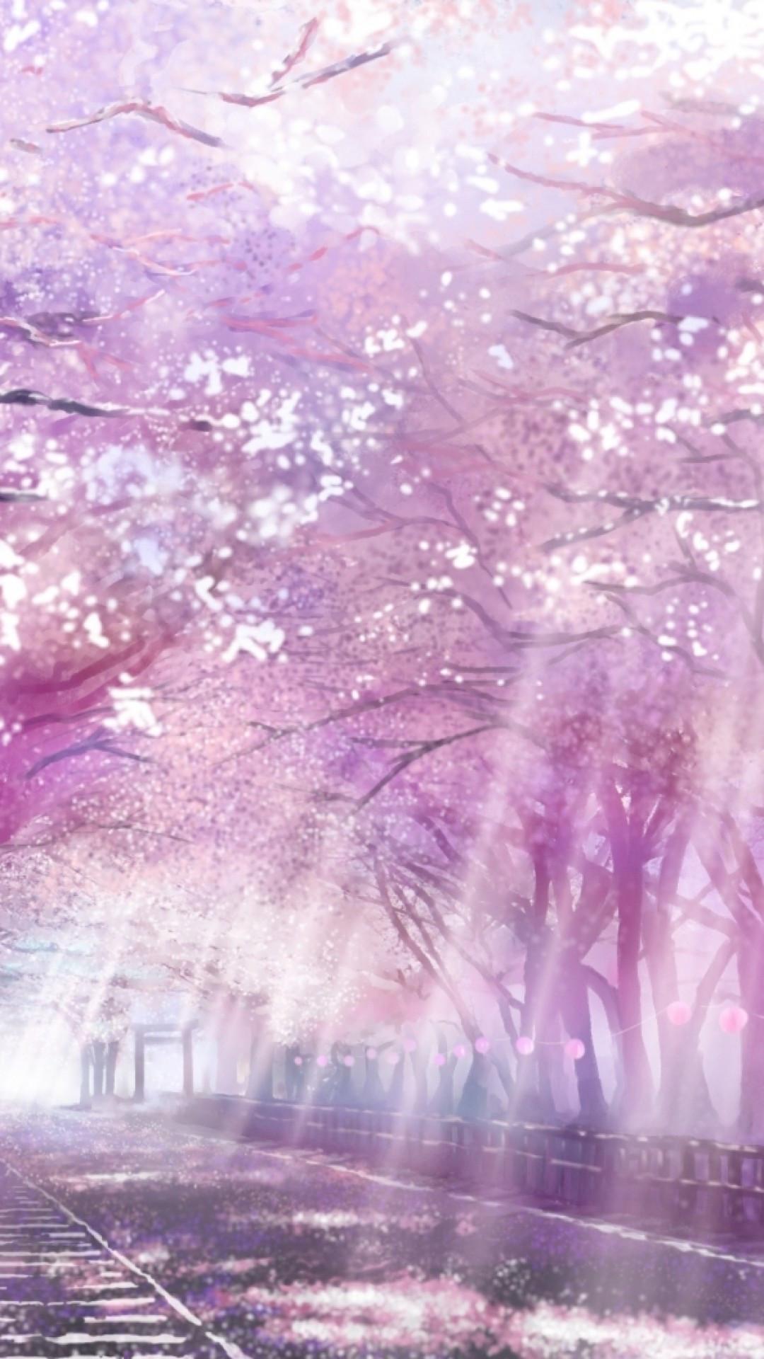 1080 x 1920 · jpeg - Download 1080x1920 Anime Landscape, Scenic, Sakura Blossom, Cherry ...
