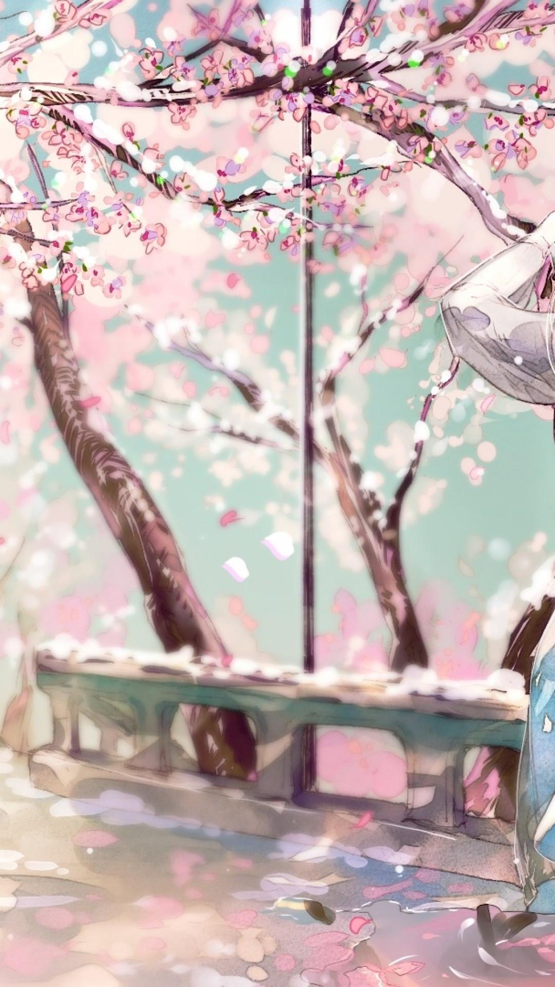 1080 x 1920 · jpeg - Download 1080x1920 Cherry Blossom, Sakura, Anime Girl, Back View ...