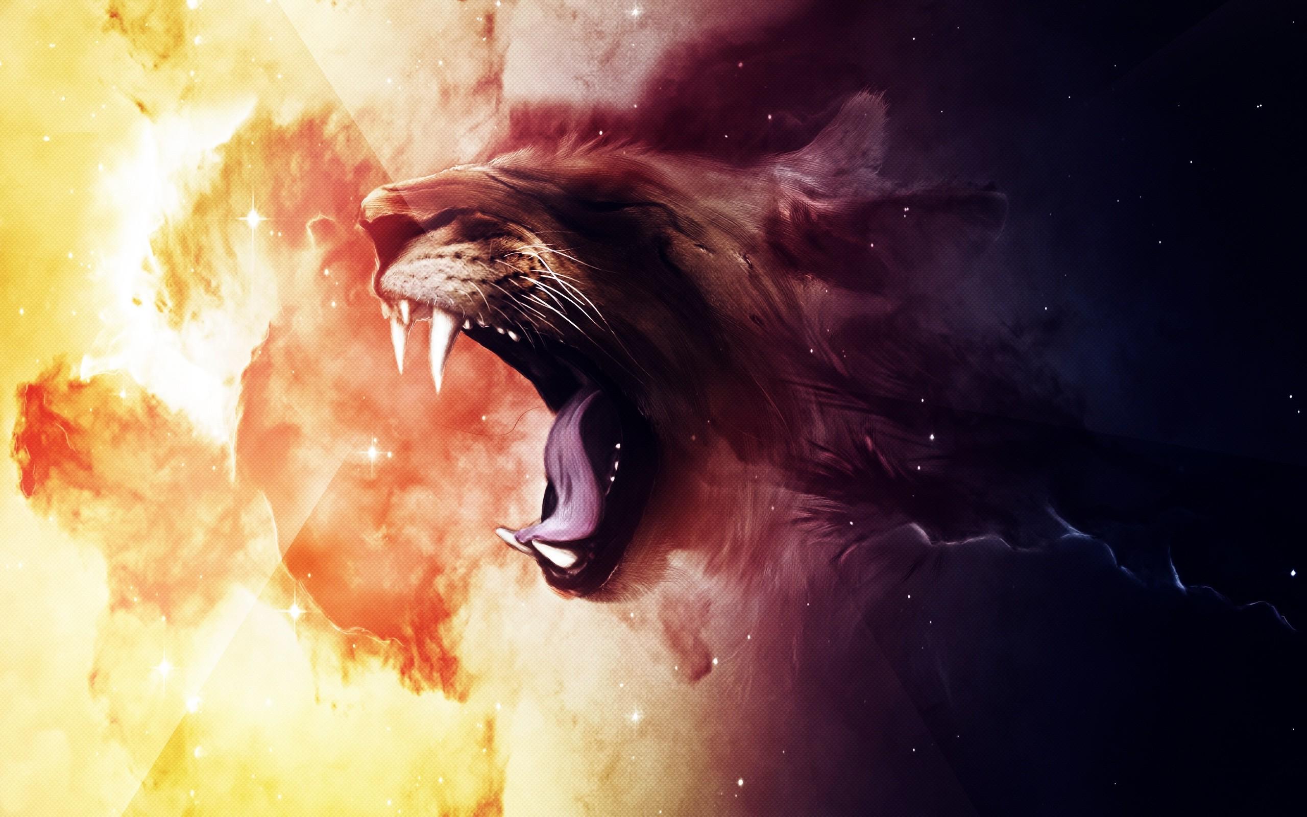 2560 x 1600 · jpeg - artwork, Fantasy Art, Abstract, Space, Lion, Clouds, Stars Wallpapers ...