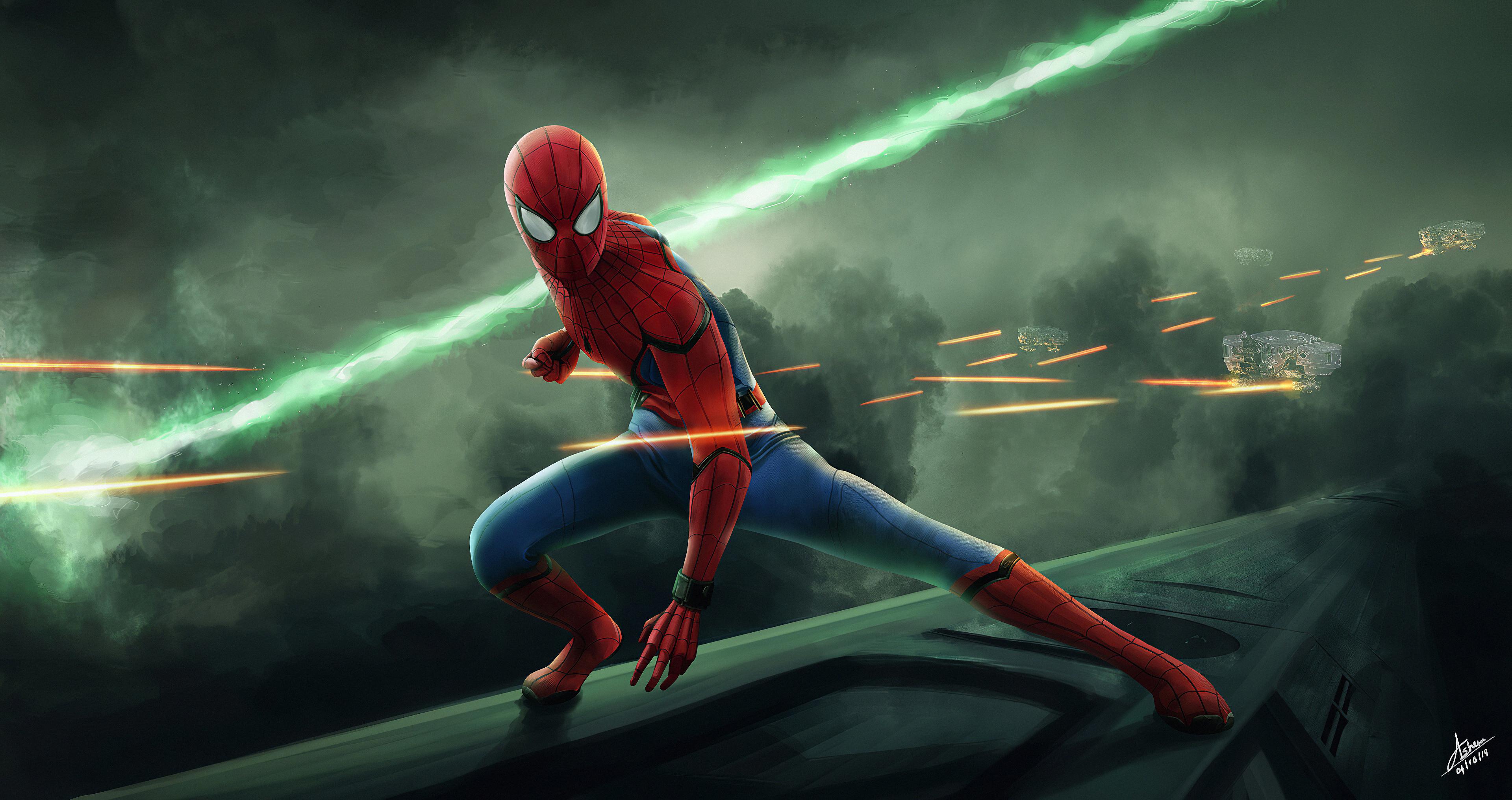 3840 x 2032 · jpeg - Spider Man Art in Green spiderman wallpaper phone 4k, spiderman 4k ...