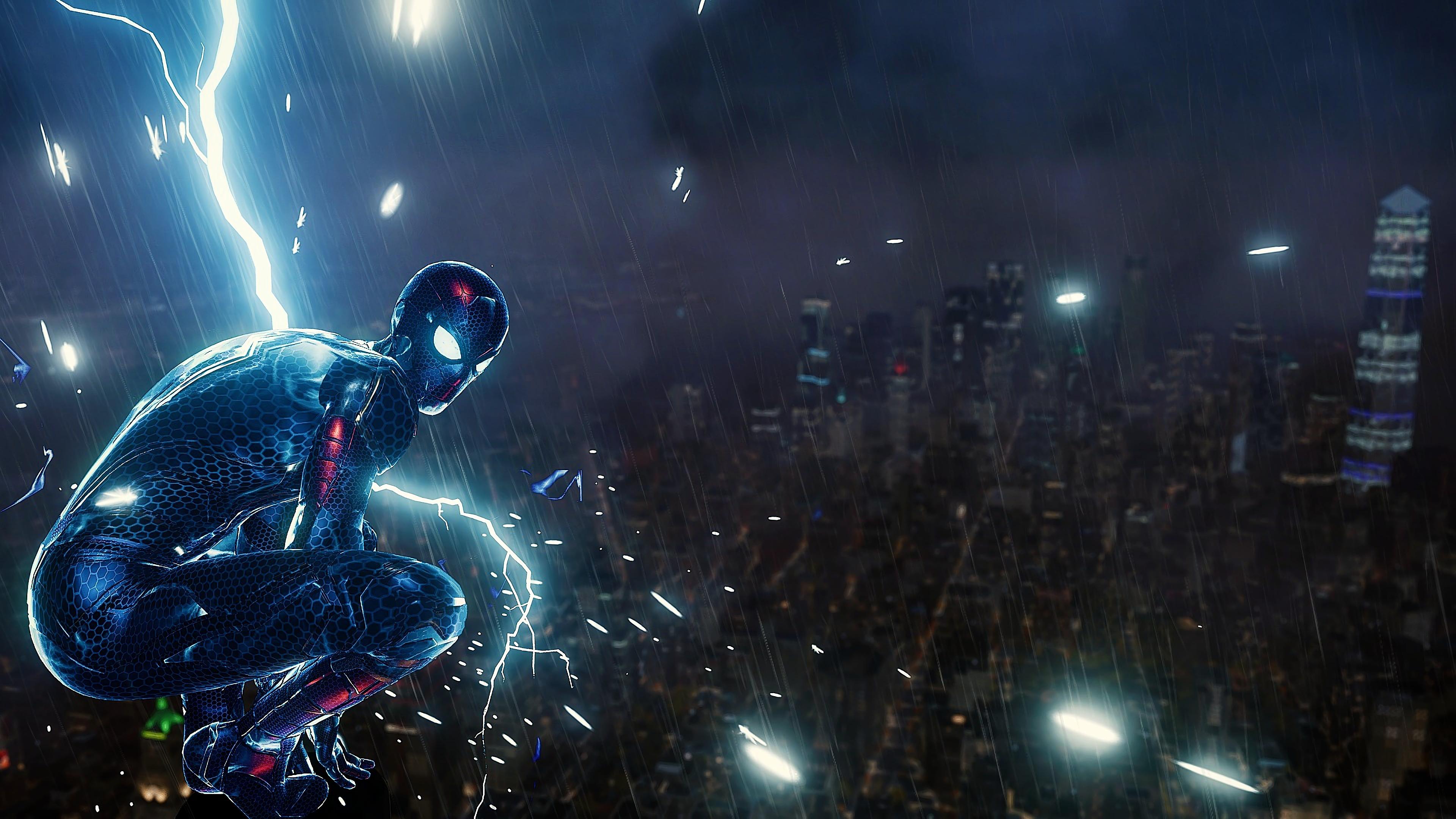 3840 x 2160 · jpeg - Spiderman Ps4 Lighting, HD Superheroes, 4k Wallpapers, Images ...