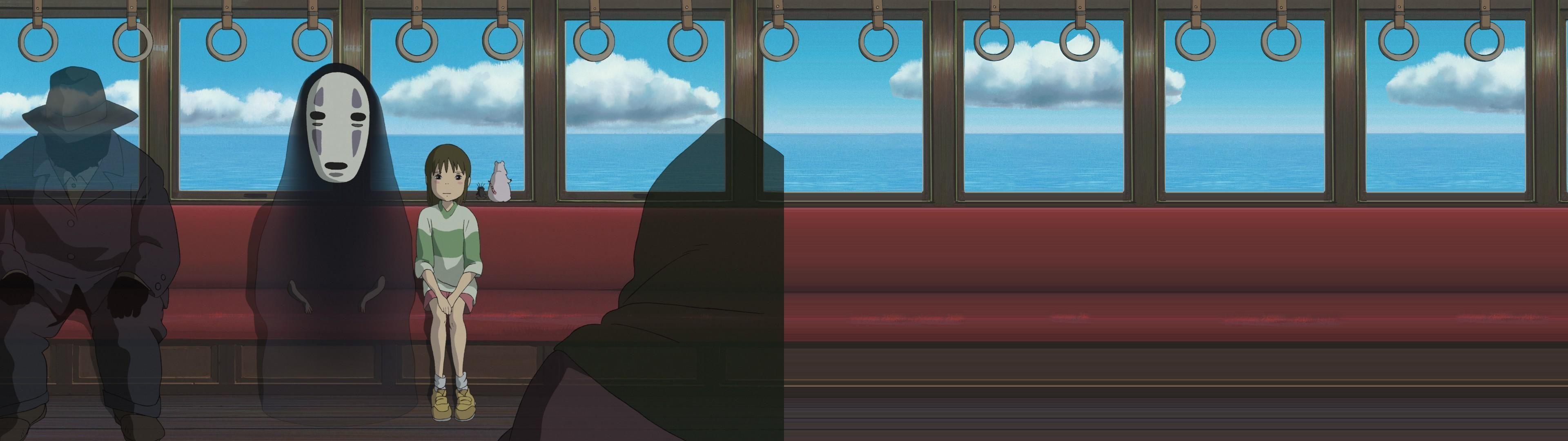 3840 x 1080 · jpeg - No Face Spirited Away Train - 3840x1080 Wallpaper - teahub.io