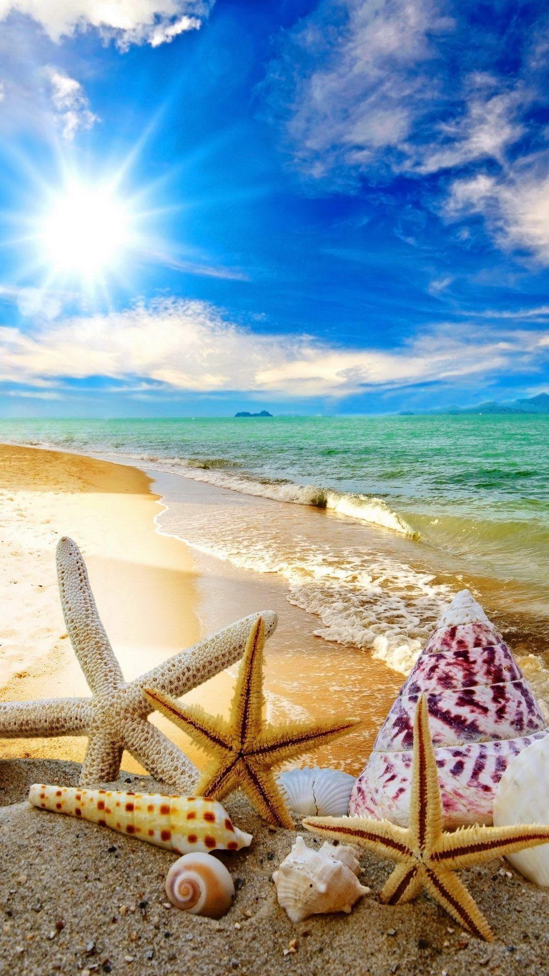 1080 x 1920 · jpeg - Summer Beach Sun Starfish Waves android wallpaper HD | Cool walpapers ...