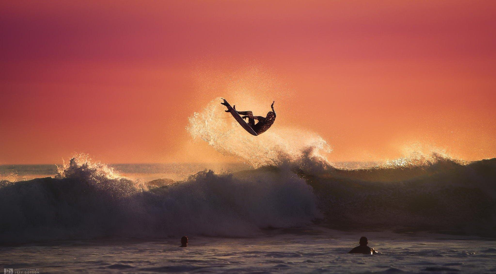 2047 x 1129 · jpeg - Art desktop sea sport Summer sunset surfing waves wallpaper | 2047x1129 ...