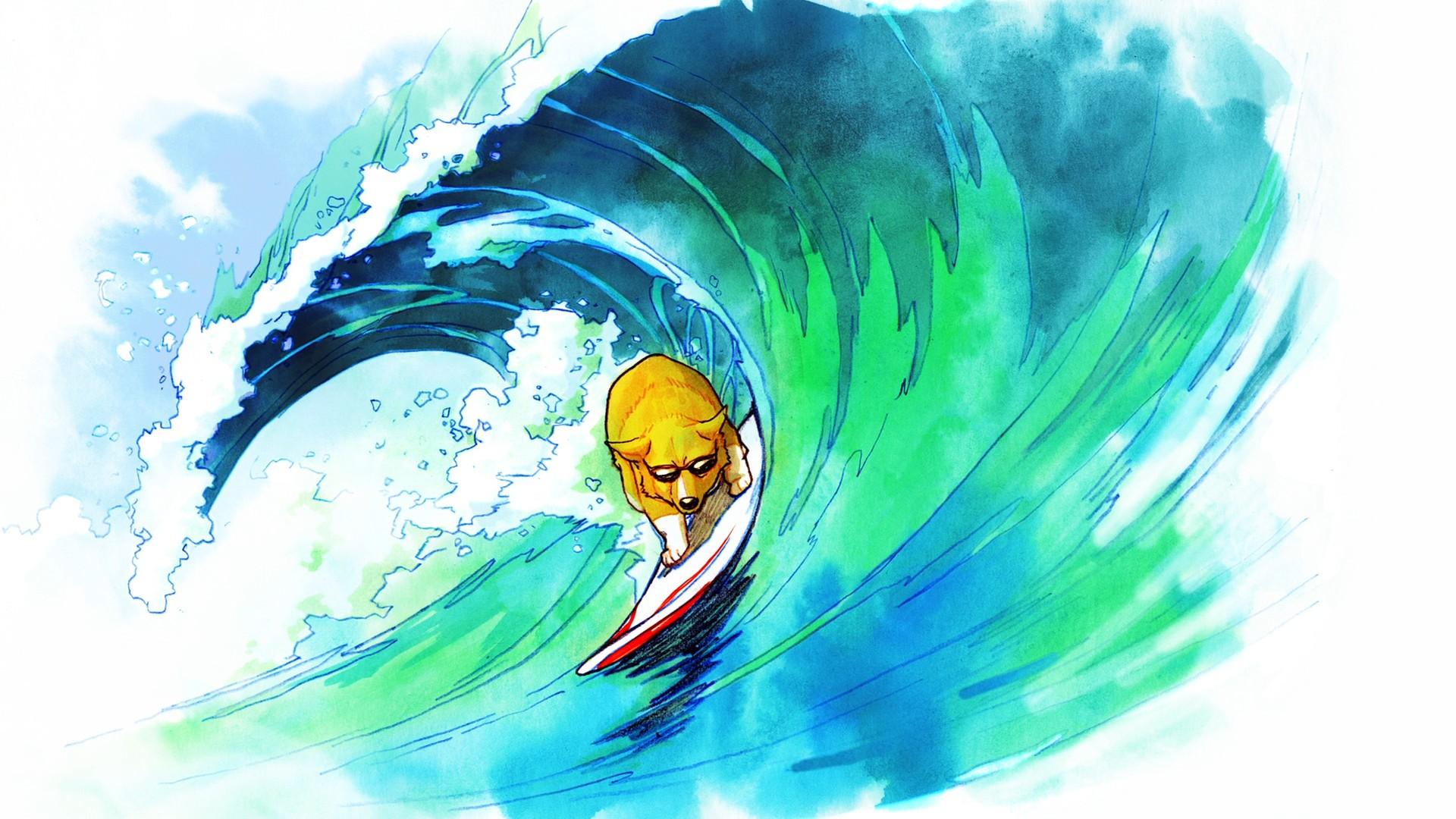 1920 x 1080 · jpeg - dog, Surfing, Drawing Wallpapers HD / Desktop and Mobile Backgrounds