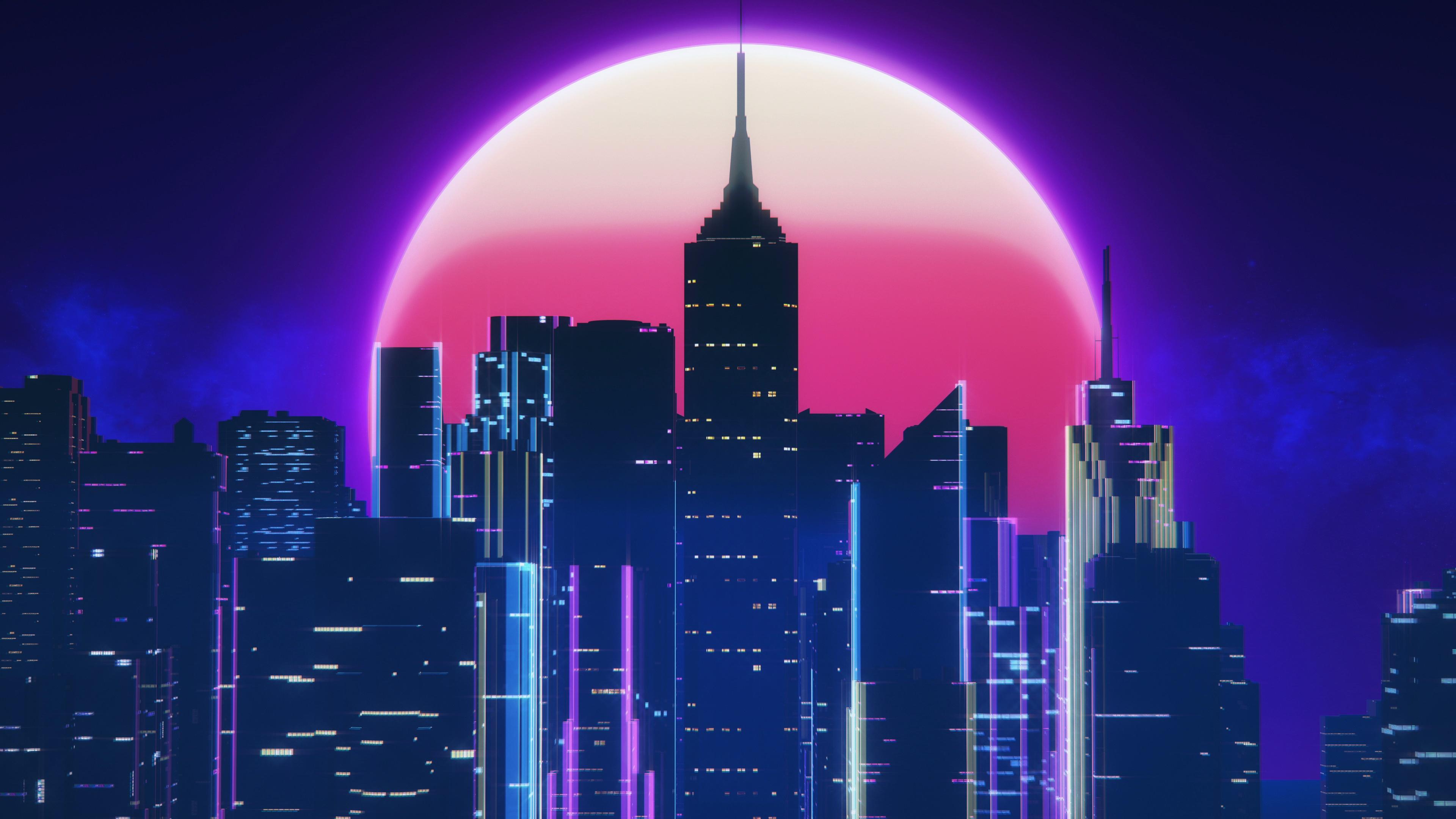 3840 x 2160 · jpeg - Synthwave City Retro Neon 4k, HD Artist, 4k Wallpapers, Images ...