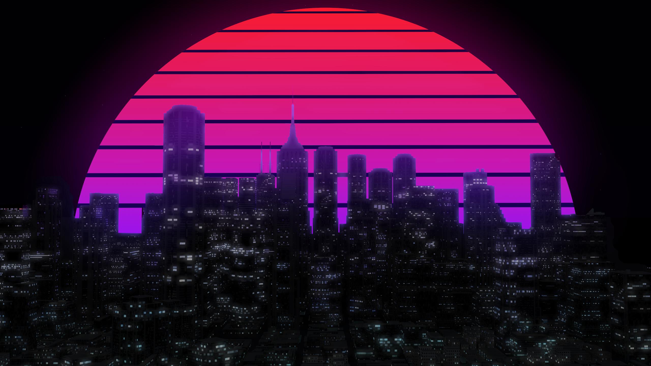 2560 x 1440 · png - Synthwave City by mxby7e on DeviantArt