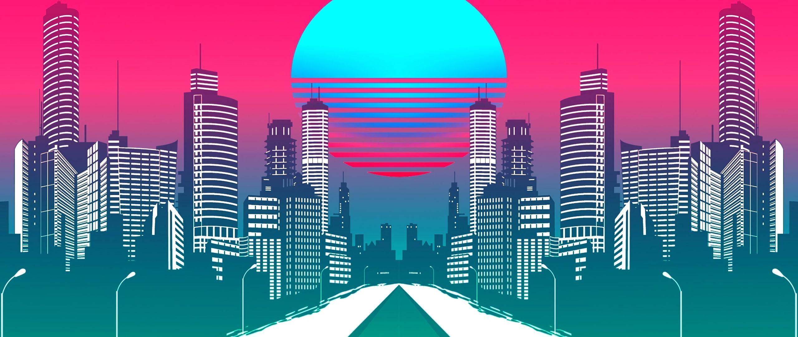 2560 x 1080 · jpeg - Synthwave City Wallpapers - Top Free Synthwave City Backgrounds ...