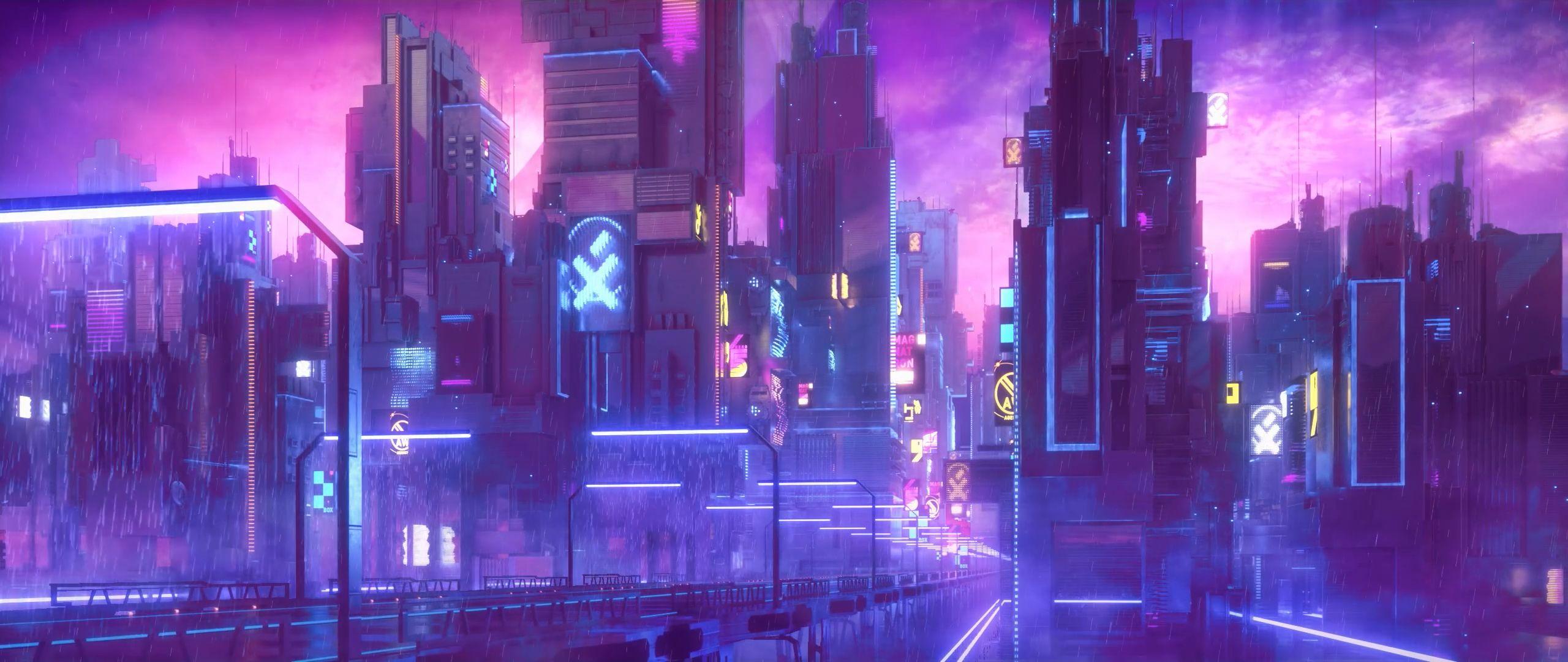 2560 x 1080 · jpeg - Synthwave City : Cyberpunk