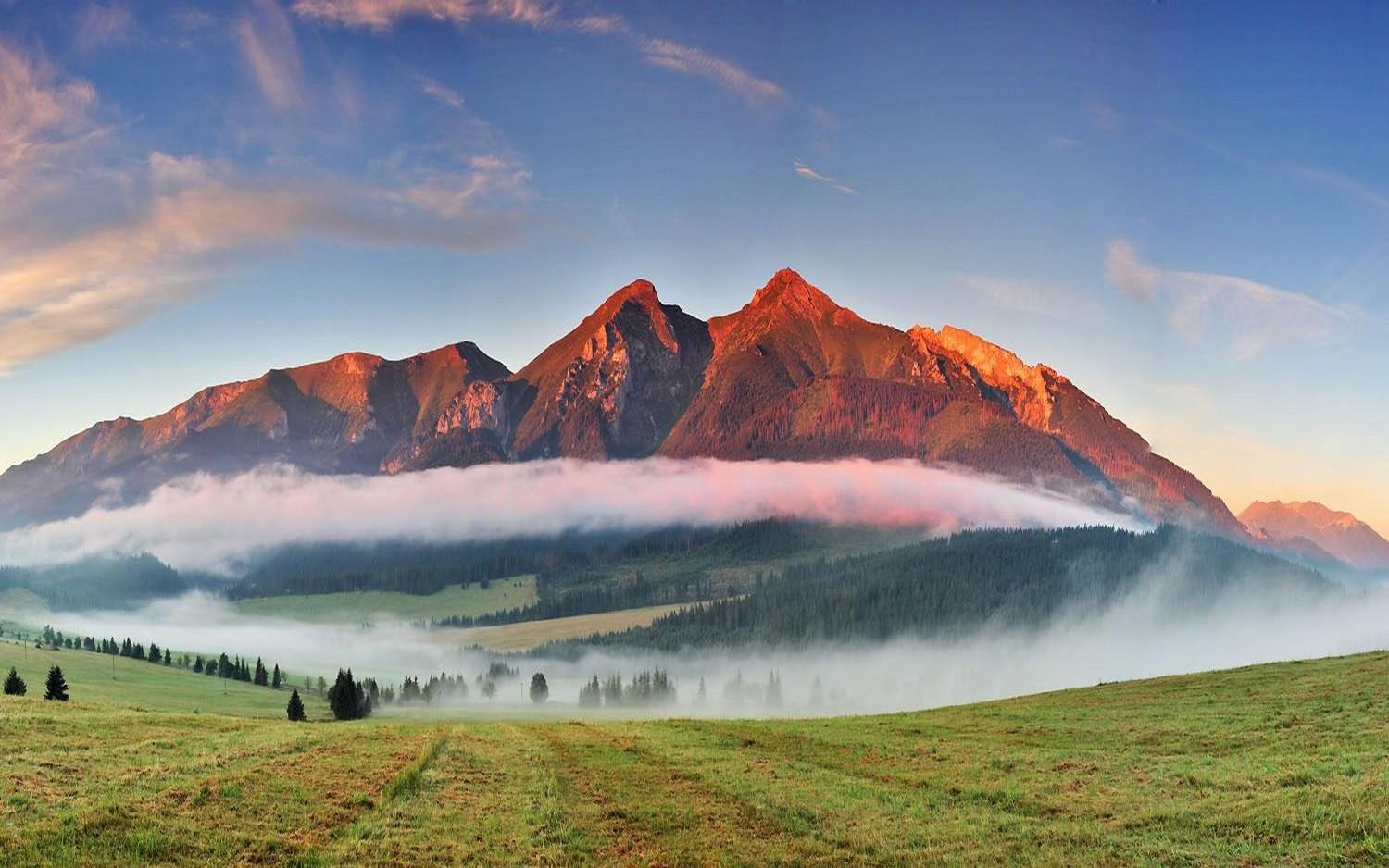 1500 x 938 · jpeg - photography, Nature, Landscape, Mountains, Sunset, Mist, Forest, Field ...