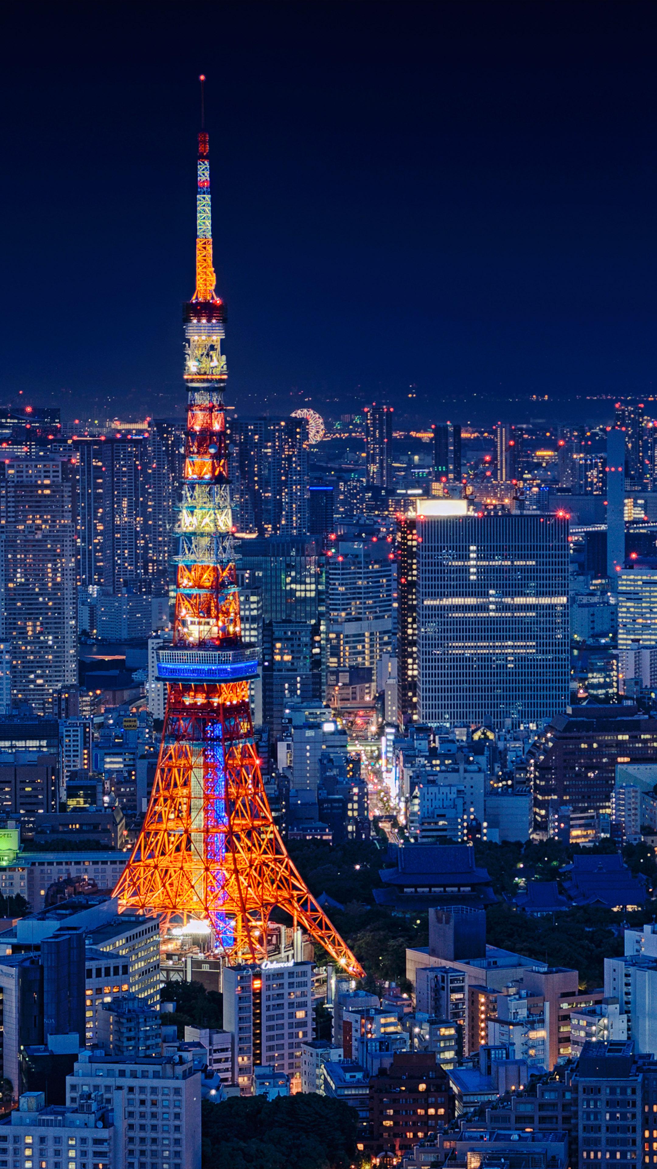 2160 x 3840 · jpeg - Tokyo Tower Japan Night Cityscape 4K Ultra HD Mobile Wallpaper