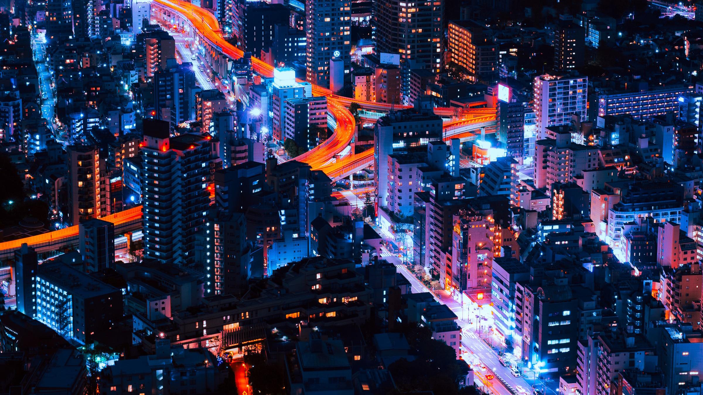 2400 x 1350 · jpeg - Tokyo Cityscape Neon Lights, HD World, 4k Wallpapers, Images ...