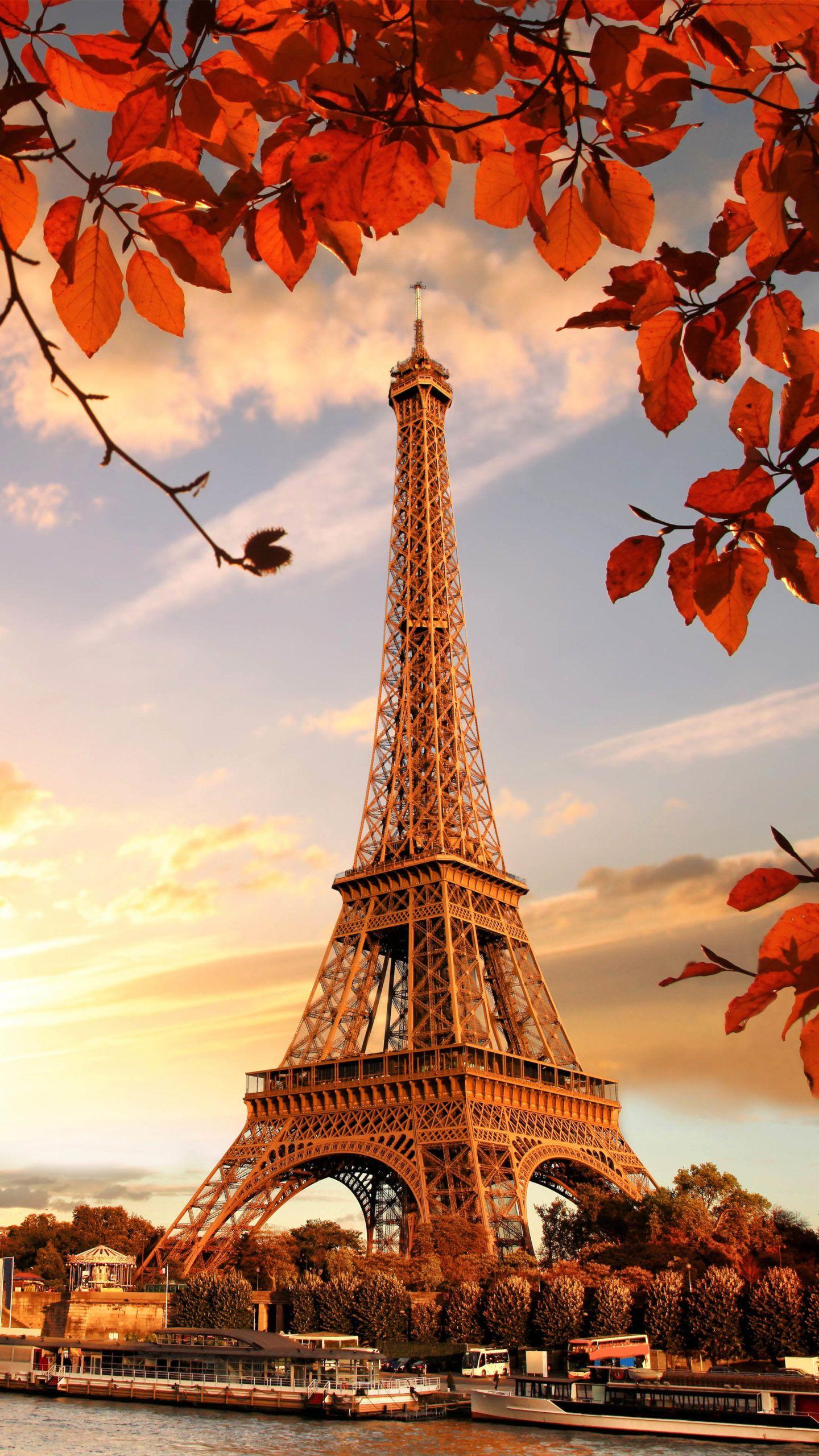 1440 x 2560 · jpeg - Eiffel Tower Autumn Sunset 4K Ultra HD Mobile Wallpaper in 2020 ...