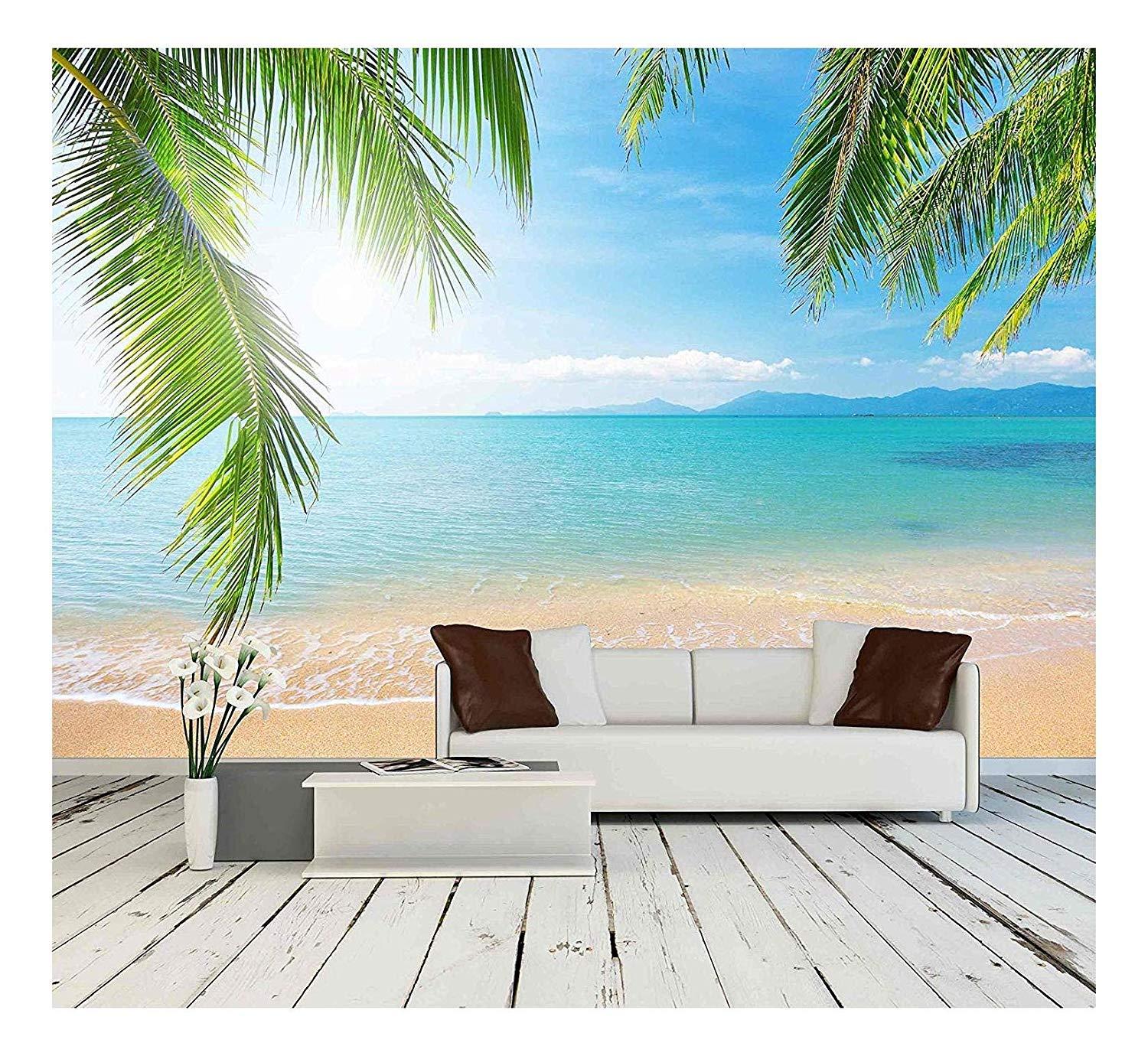 1500 x 1380 · jpeg - wall26 - Palm and Tropical Beach - Removable Wall Mural | Self-adhesive ...