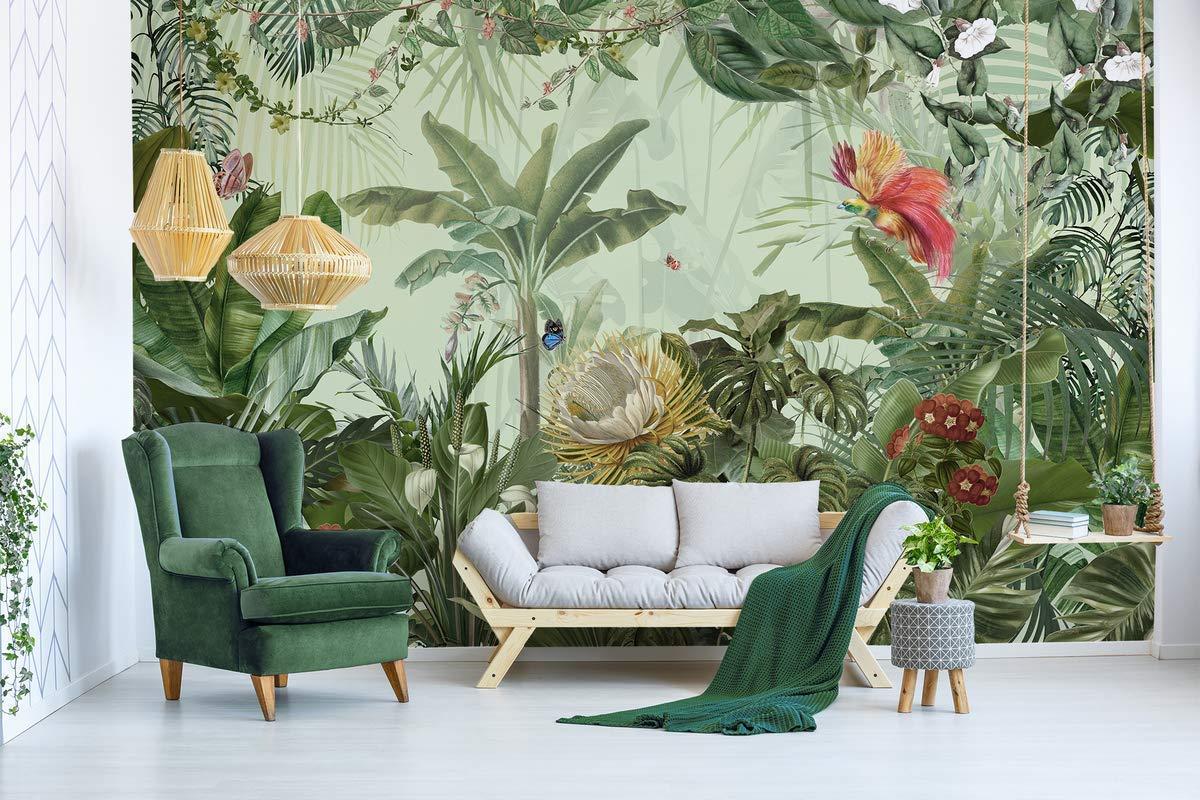 1200 x 800 · jpeg - Amazon: Murwall Forest Wallpaper Tropical Leaf Wall Mural Exotic ...