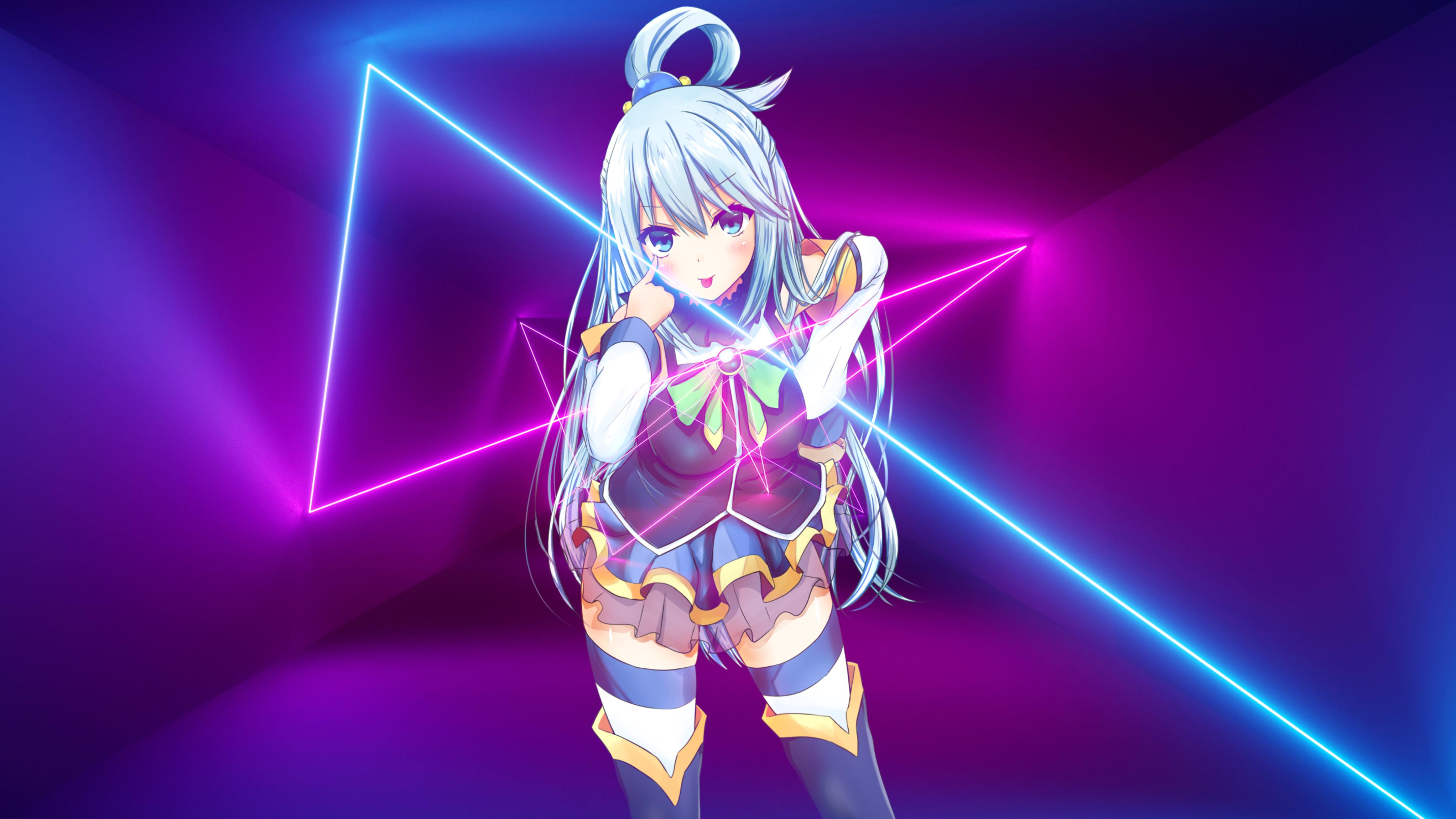 4088 x 2300 · png - anime girls, Aqua (KonoSuba), picture-in-picture, synthwave, Retrowave ...
