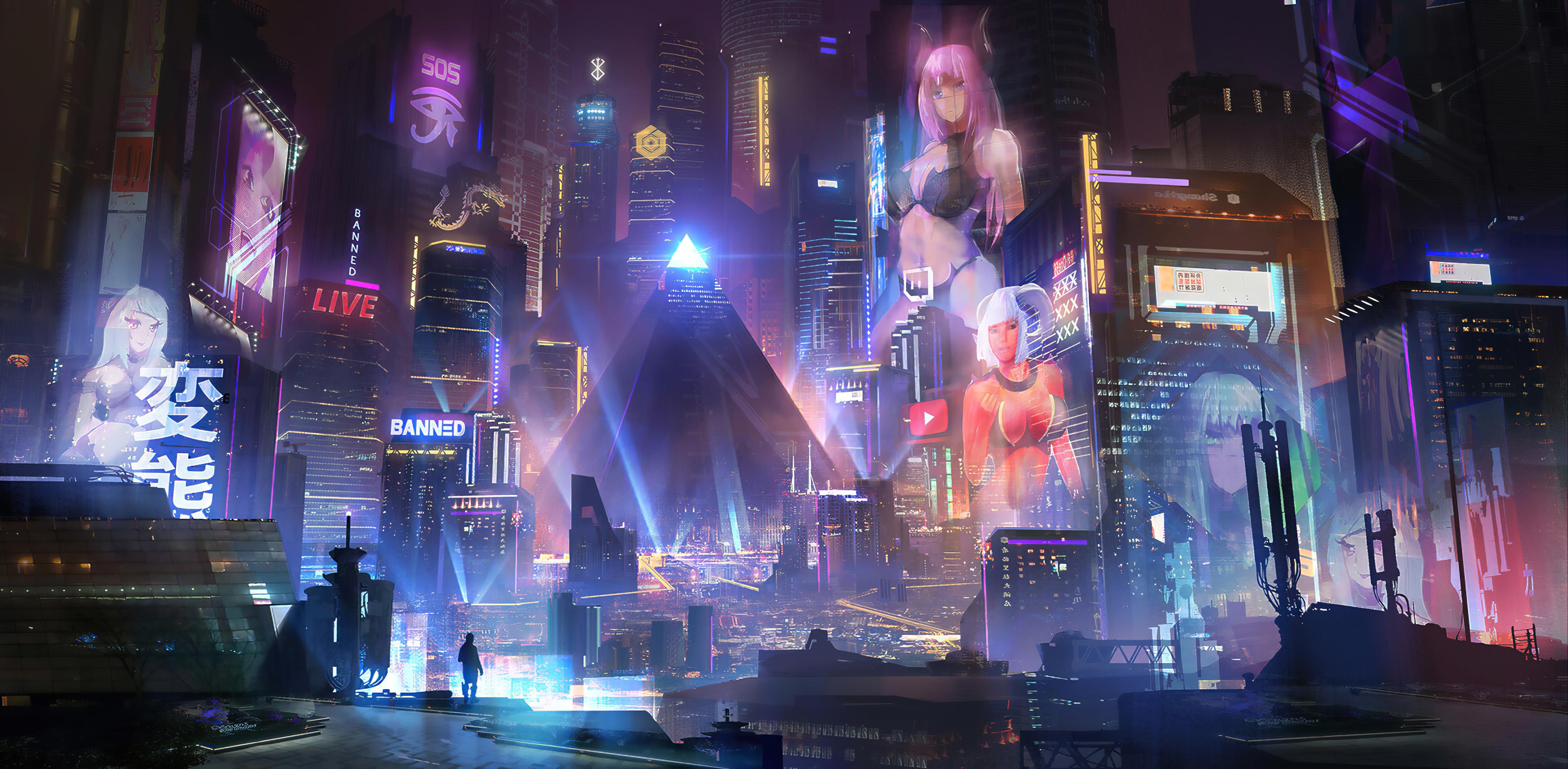 3840 x 1884 · jpeg - Cyberpunk City