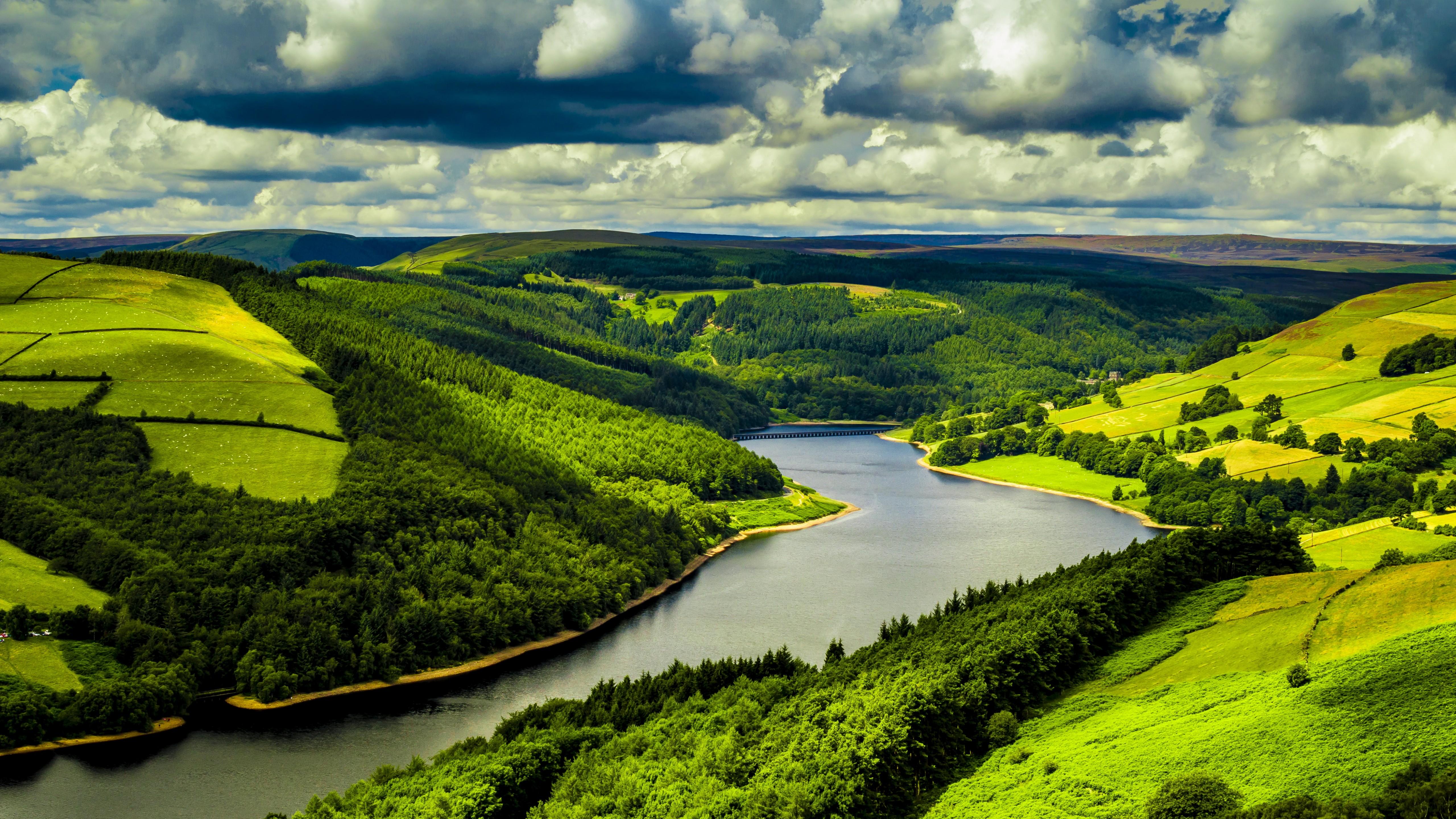 5120 x 2880 · jpeg - Wallpaper UK, 4k, HD wallpaper, hills, river, trees, sky, Nature #5284