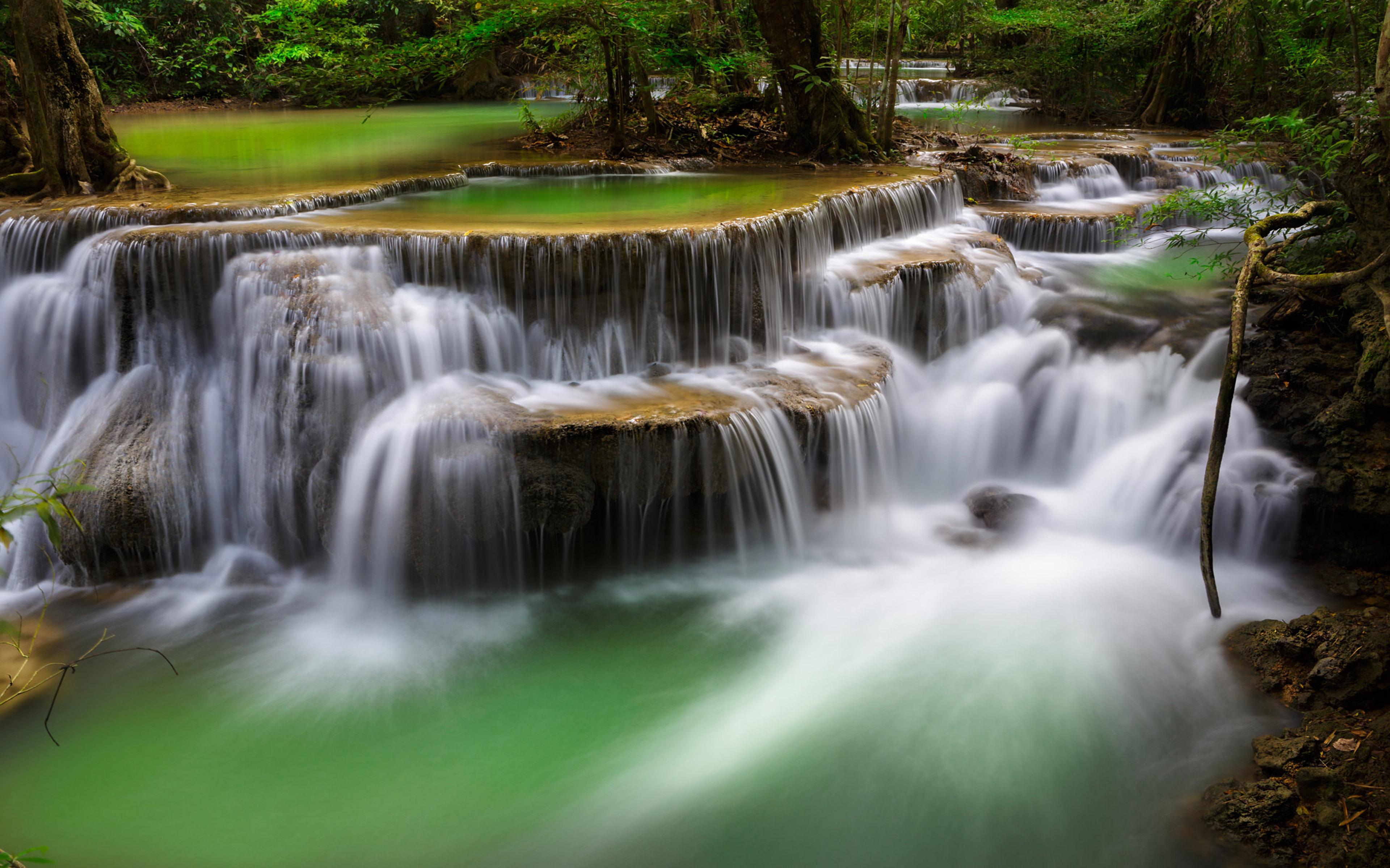 3840 x 2400 · jpeg - Deep Forest Waterfall Kanchanaburi Thailand Ultra Hd Wallpapers For ...