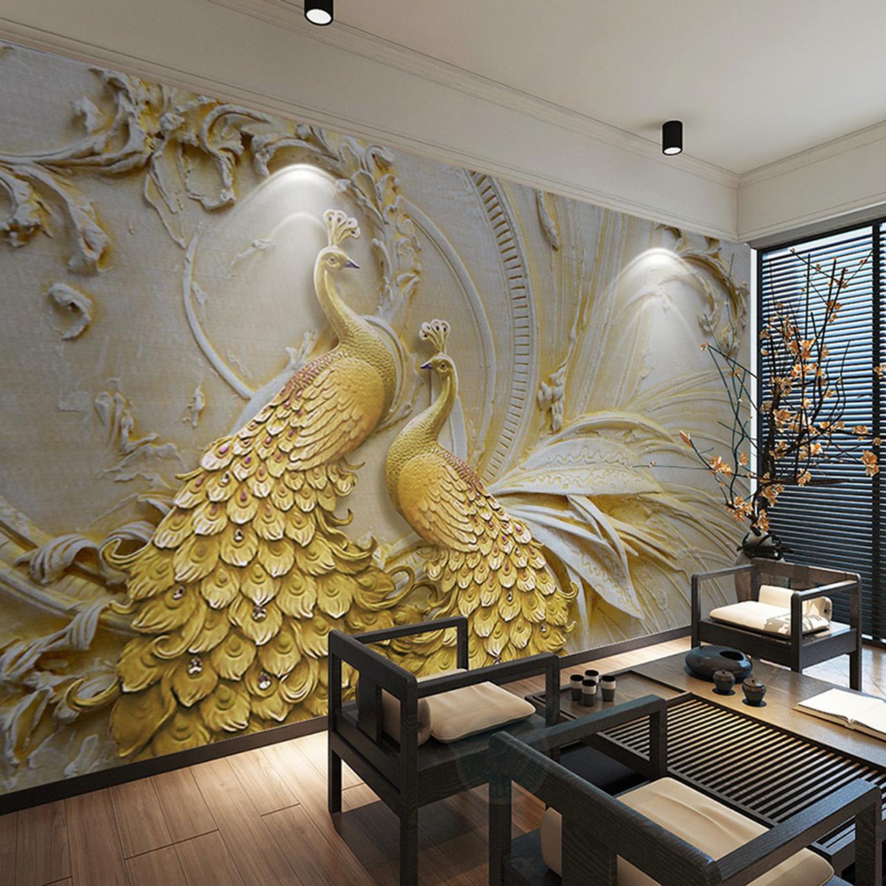 1280 x 1280 · jpeg - Custom Mural Wallpaper For Walls 3D Stereoscopic Embossed Golden ...
