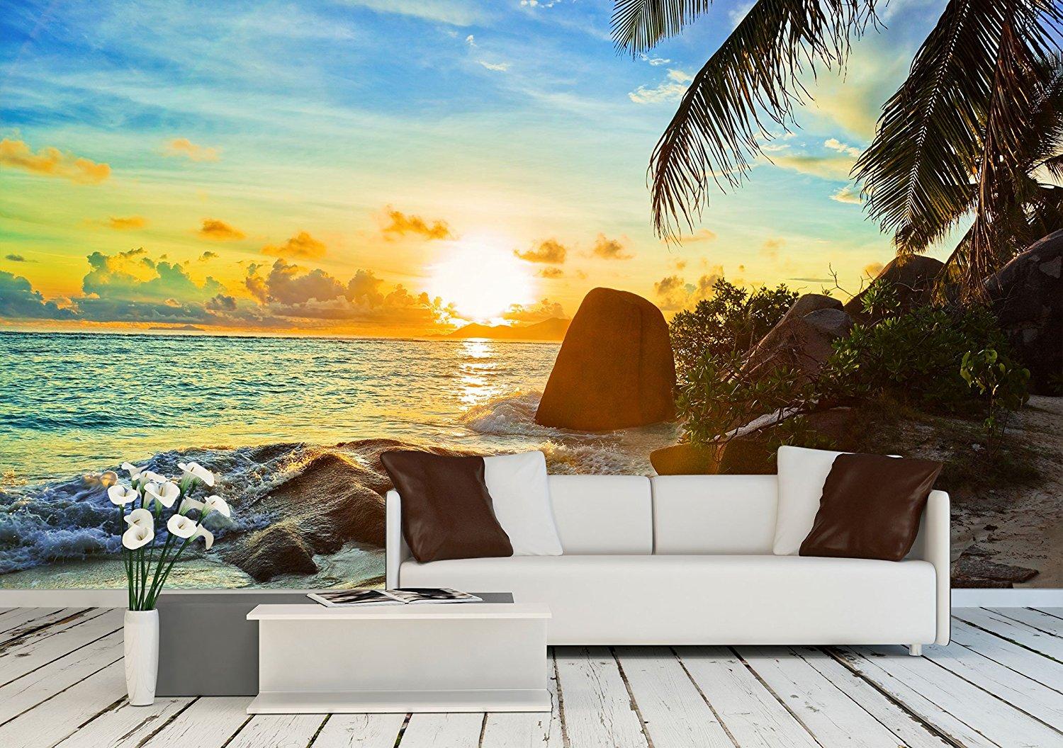 1500 x 1056 · jpeg - wall26 - Tropical beach at sunset - nature background - Removable Wall ...
